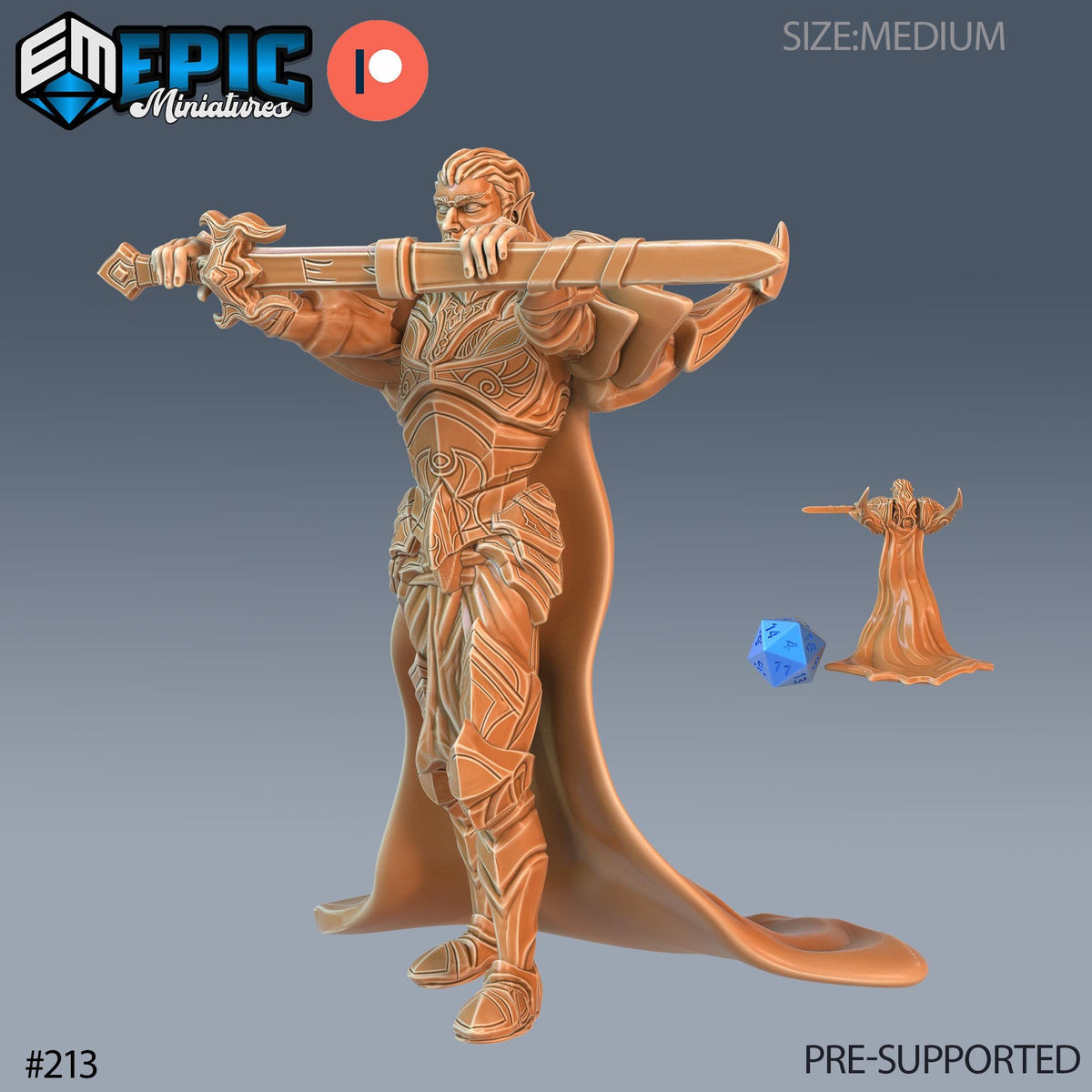 Vampire Warrior Option #213 front DND miniature Castle of Terror 16k resin