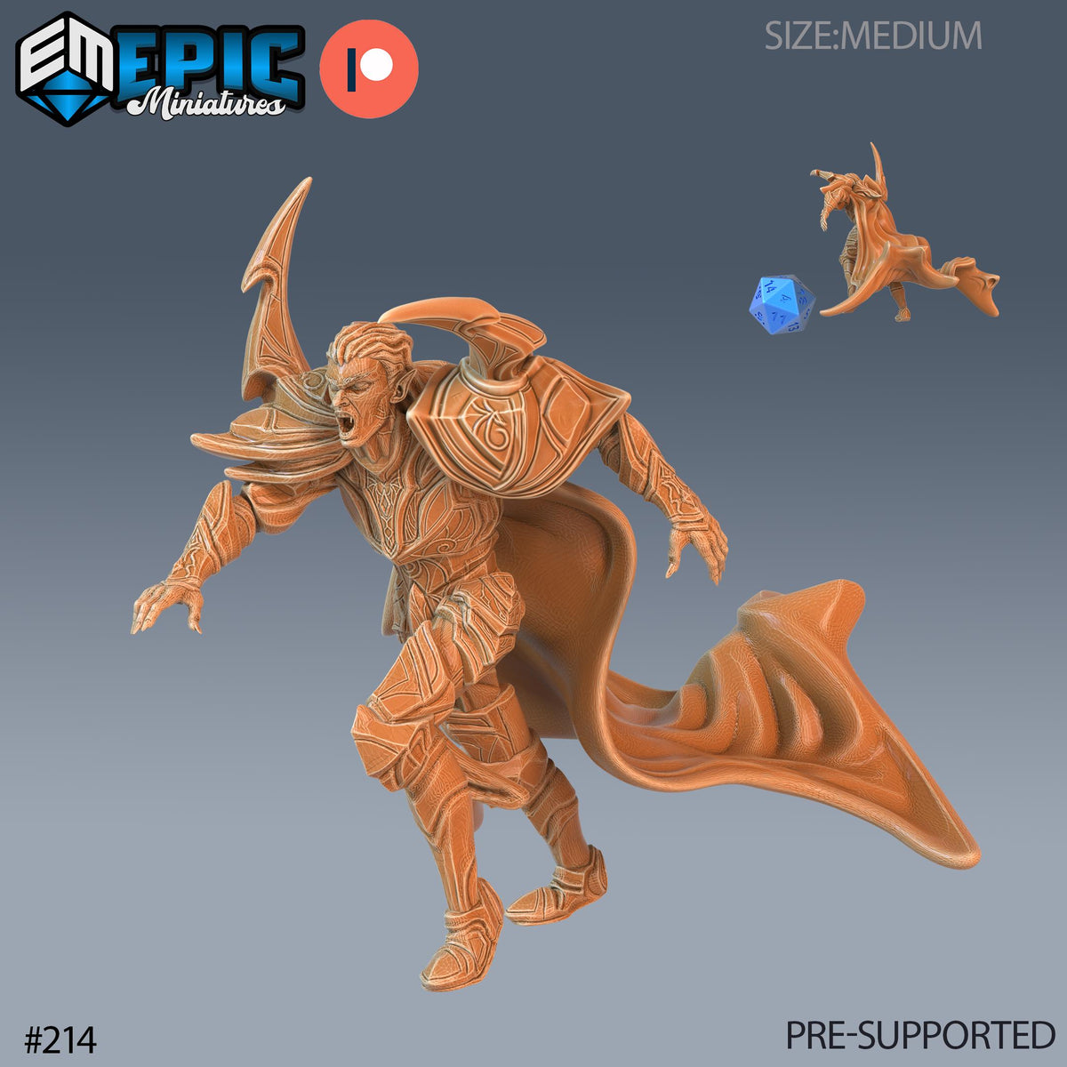Vampire Warrior Option #214 front DND miniature Castle of Terror 16k resin