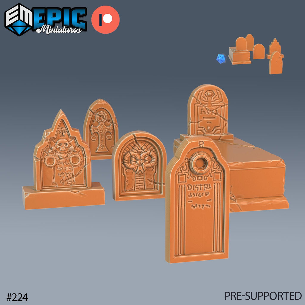 Graveyard Terrain Scatter Set Prop 4 A front DND miniature Castle of Terror 16k resin
