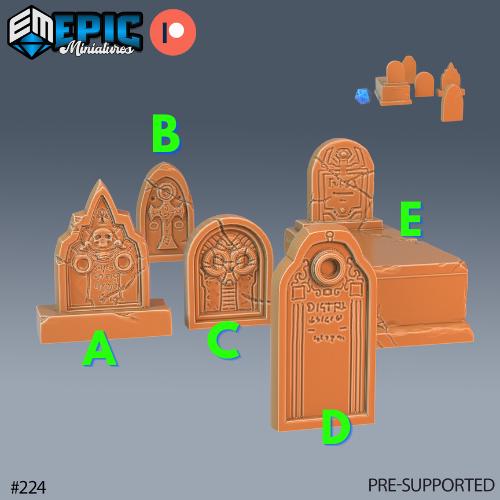 Graveyard Terrain Scatter Set Prop 4 B front DND miniature Castle of Terror 16k resin