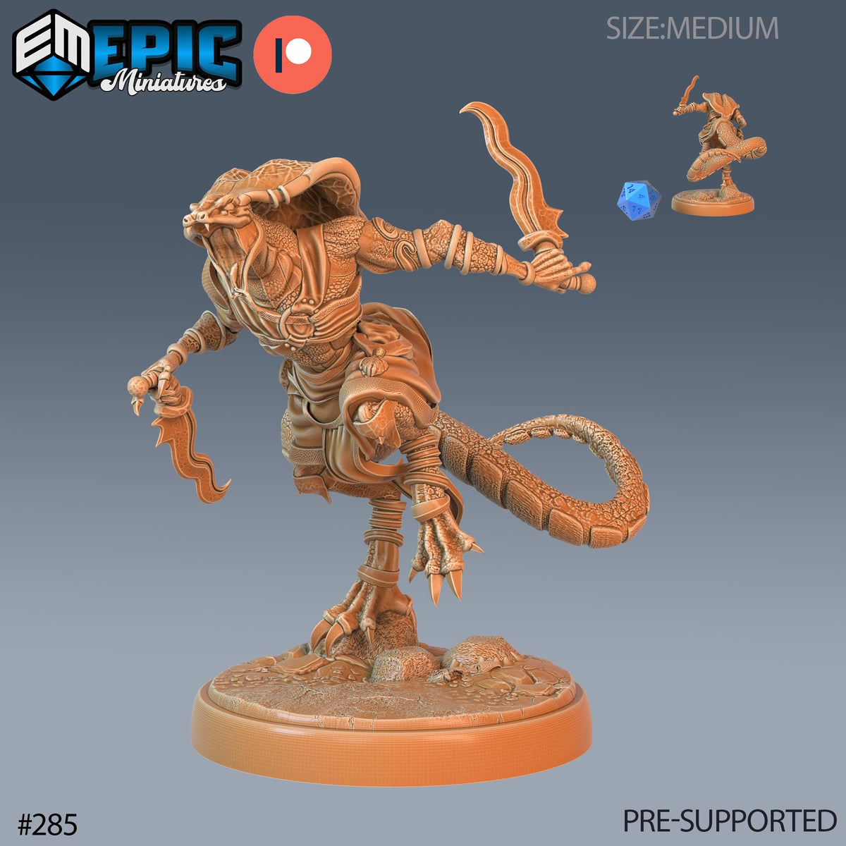 Serpentfolk Warrior Set of 3 DND Minis | Ruins of Madness Collection | TTRPG | Eldritch Lovecraft Underdark Phandelver Waterdeep Mad Mage Option #285 front DND miniature  16k resin
