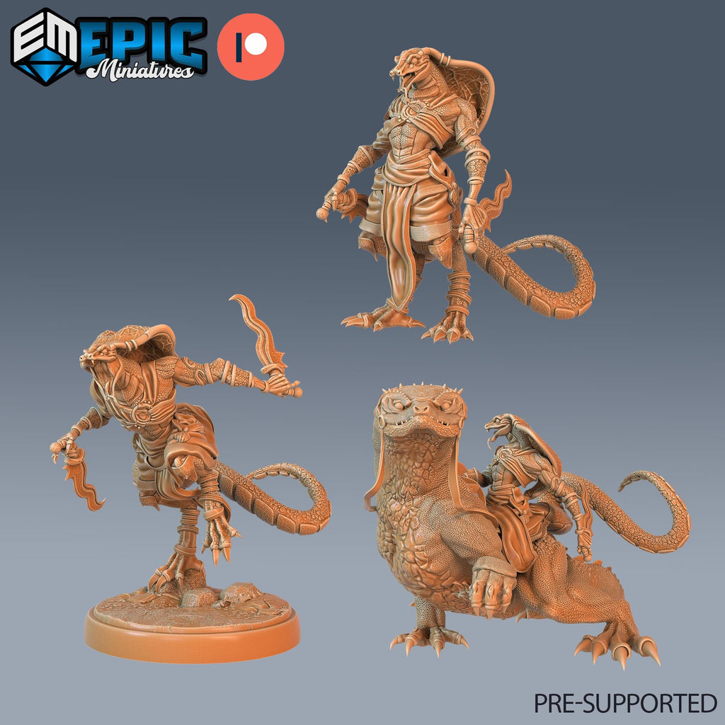 Serpentfolk Warrior Set of 3 DND Minis | Ruins of Madness Collection | TTRPG | Eldritch Lovecraft Underdark Phandelver Waterdeep Mad Mage DND miniatures group photo