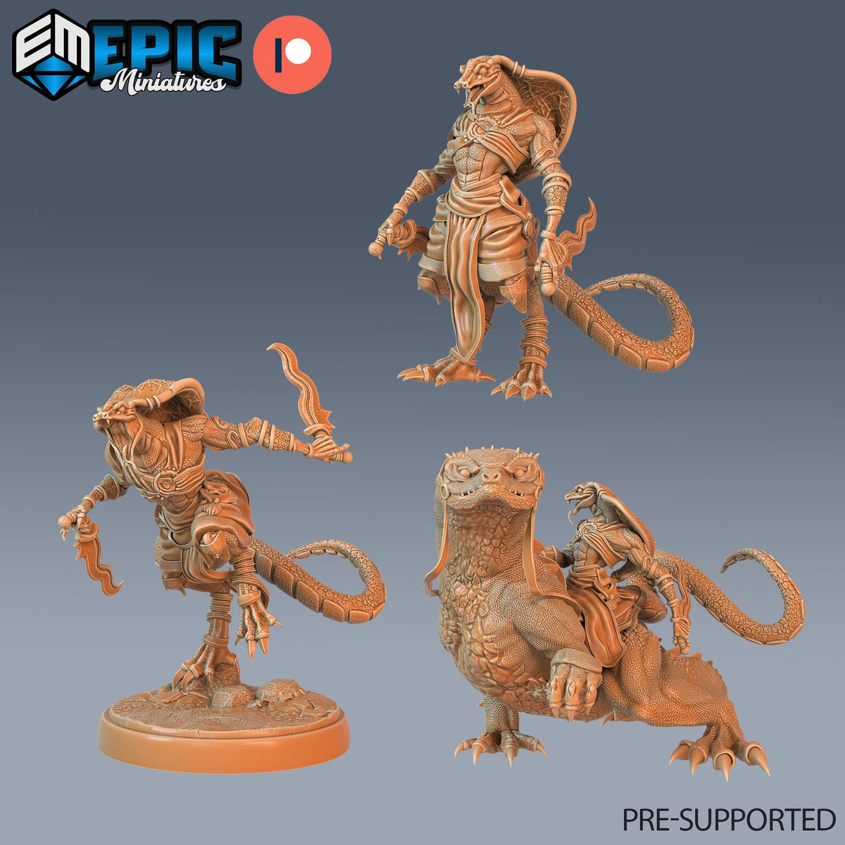 Serpentfolk Warrior Set of 3 DND Minis | Ruins of Madness Collection | TTRPG | Eldritch Lovecraft Underdark Phandelver Waterdeep Mad Mage DND miniatures group photo
