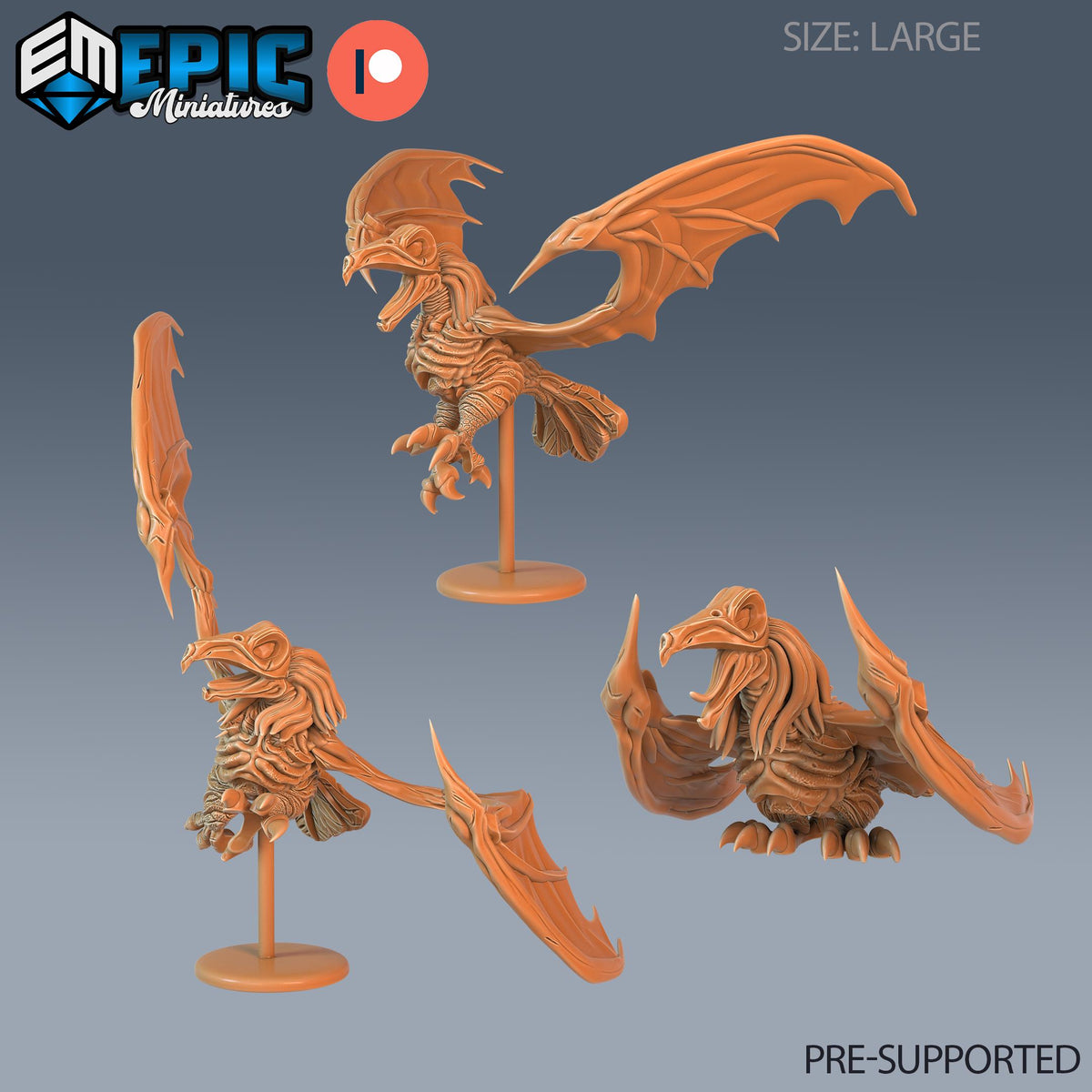 Shantak Set of 3 DND Minis | Ruins of Madness Collection | TTRPG | Eldritch Lovecraft Underdark Phandelver Waterdeep Mad Mage Icewind DND miniatures group photo