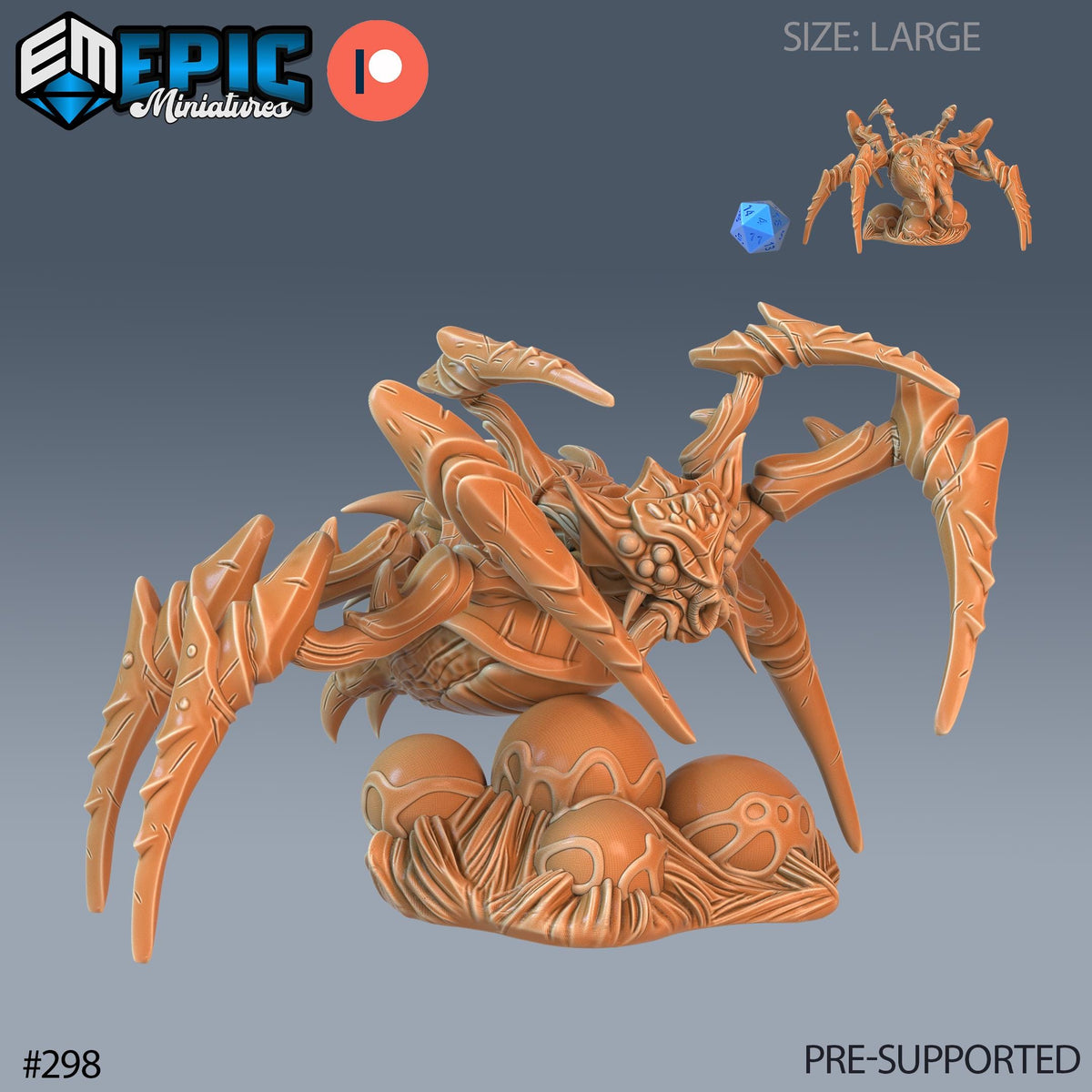 Desert Spider Set of 3 DND Minis | Ruins of Madness Collection | TTRPG | Eldritch Lovecraft Underdark Phandelver Waterdeep Mad Mage Icewind Option #298 front DND miniature  16k resin