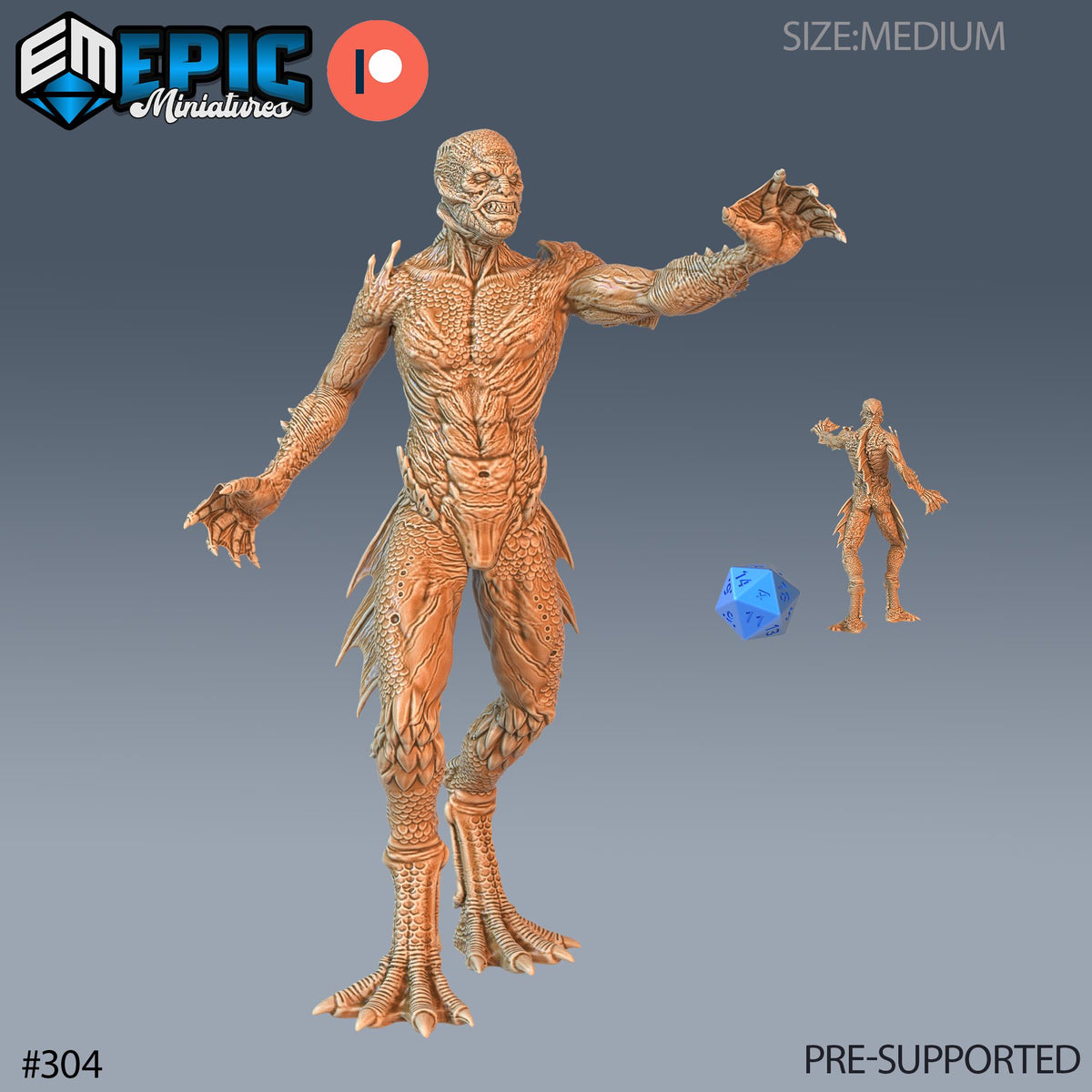 Deep One Male Set of 3 DND Minis | Ruins of Madness Collection | TTRPG | Eldritch Lovecraft Underdark Phandelver Waterdeep Mad Mage Icewind Option #304 front DND miniature  16k resin