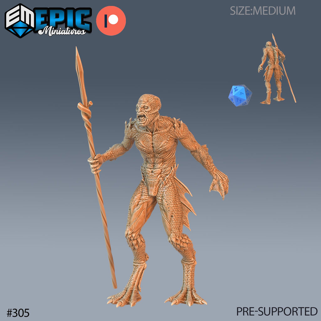 Deep One Male Set of 3 DND Minis | Ruins of Madness Collection | TTRPG | Eldritch Lovecraft Underdark Phandelver Waterdeep Mad Mage Icewind Option #305 front DND miniature  16k resin
