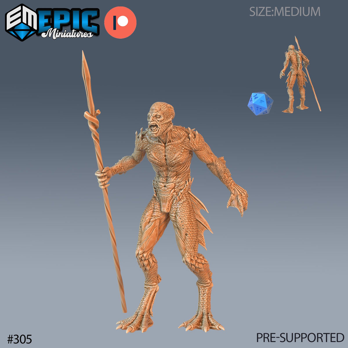 Deep One Male Set of 3 DND Minis | Ruins of Madness Collection | TTRPG | Eldritch Lovecraft Underdark Phandelver Waterdeep Mad Mage Icewind Option #305 front DND miniature  16k resin