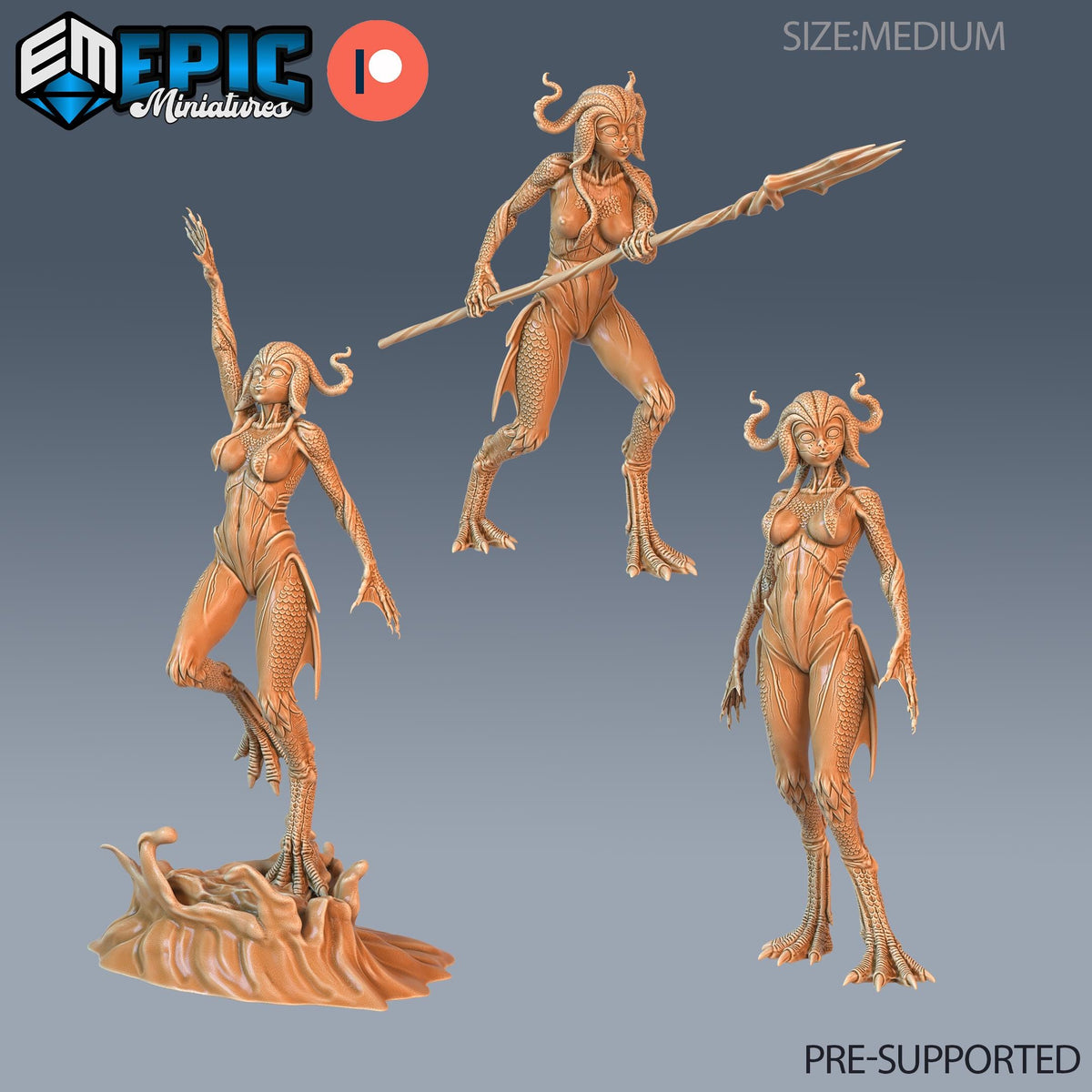 Deep One Female Set of 3 DND Mini | Ruins of Madness Collection | TTRPG | Eldritch Lovecraft Underdark Phandelver Waterdeep Mad Mage Icewind DND miniatures group photo