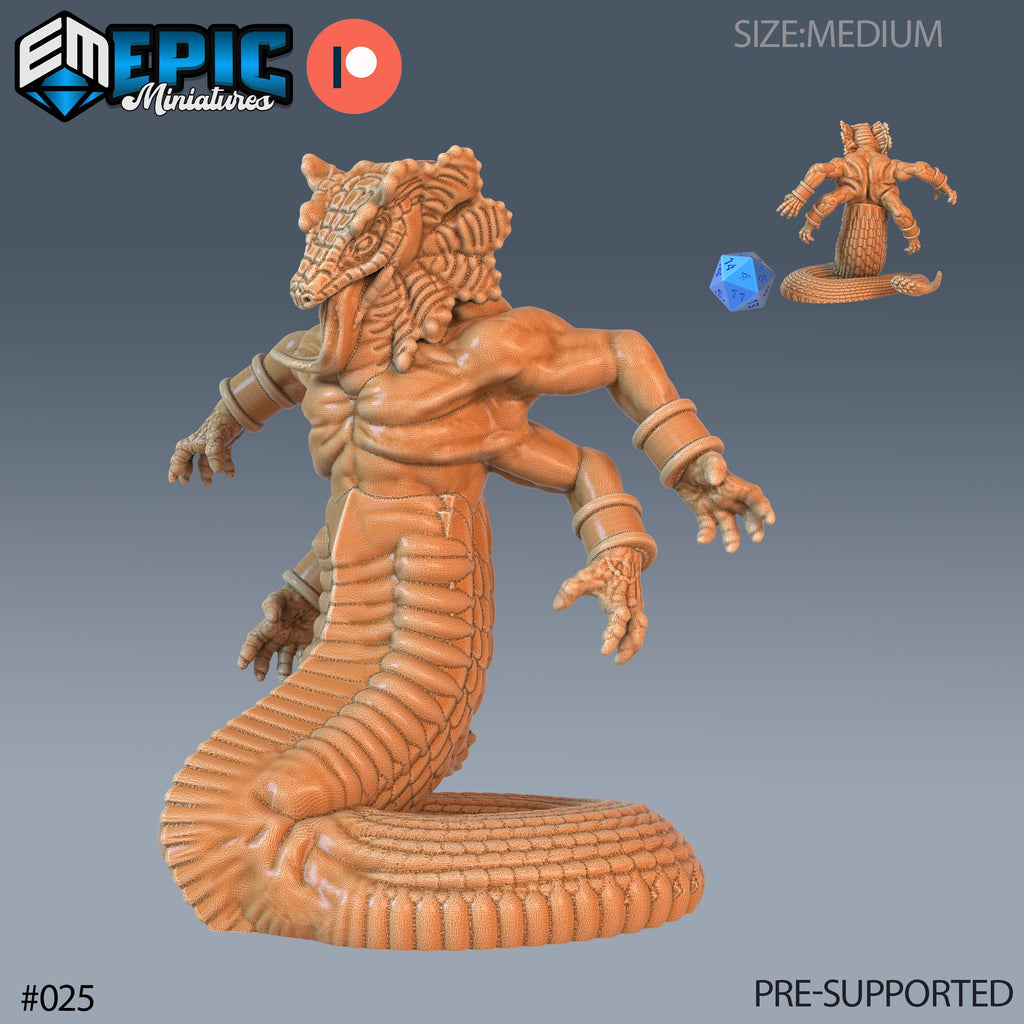 Serpent Guard Set of 3 DND Minis | Serpentia Reborn Collection | TTRPG | Night Serpent Dragon Queen Tiamat Candlekeep Xaryxis Spelljammer Option #025 front DND miniature  16k resin