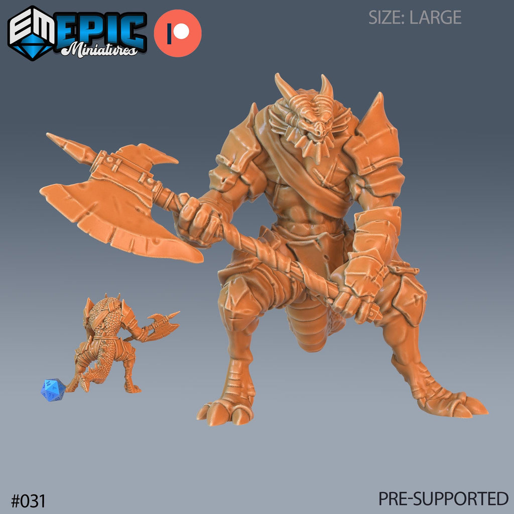 Dragonborn Warrior Set of 5 DND Minis | Serpentia Reborn Collection | TTRPG | Night Serpent Dragon Queen Tiamat Candlekeep Xaryxis Option #031 front DND miniature  16k resin