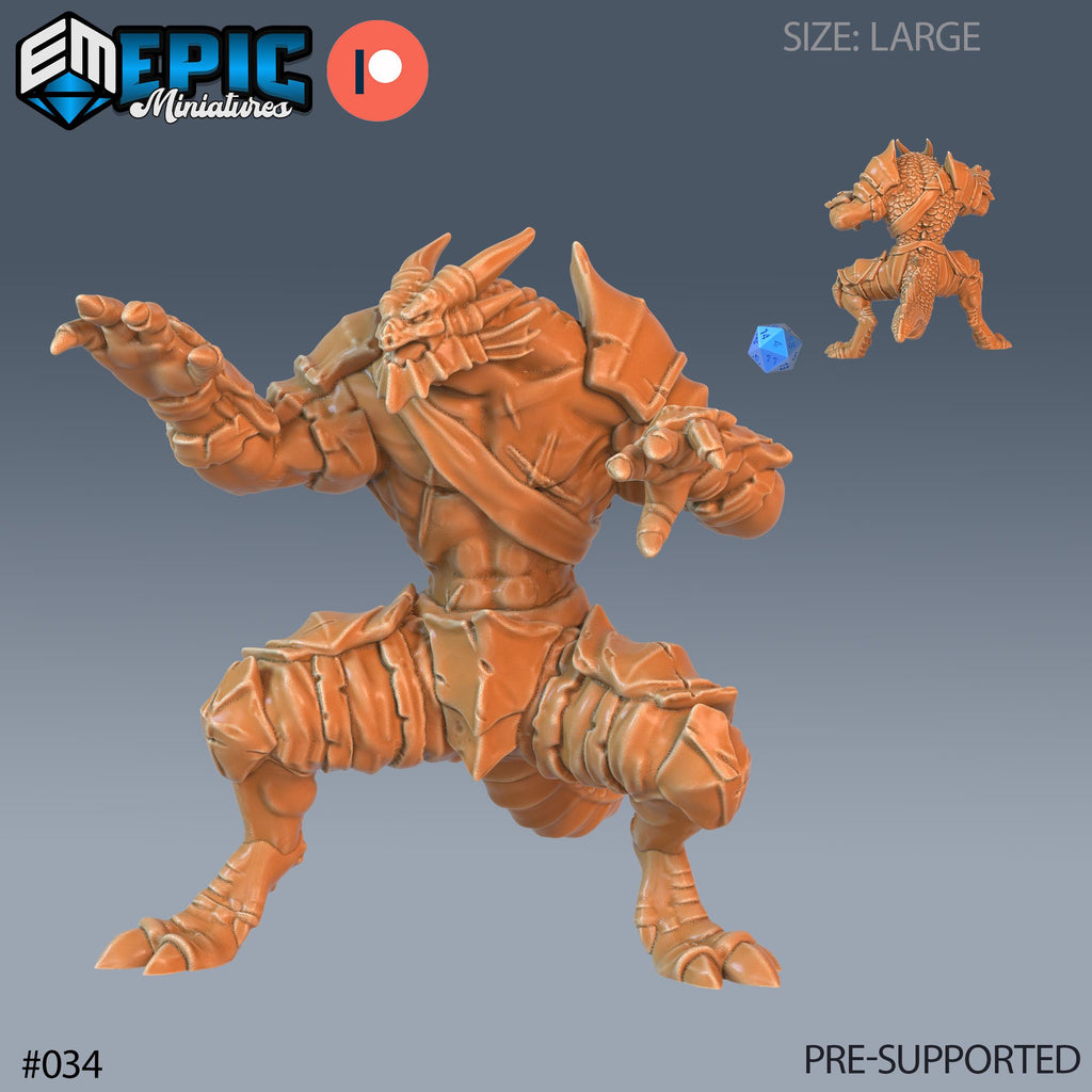 Dragonborn Warrior Set of 5 DND Minis | Serpentia Reborn Collection | TTRPG | Night Serpent Dragon Queen Tiamat Candlekeep Xaryxis Option #034 front DND miniature  16k resin