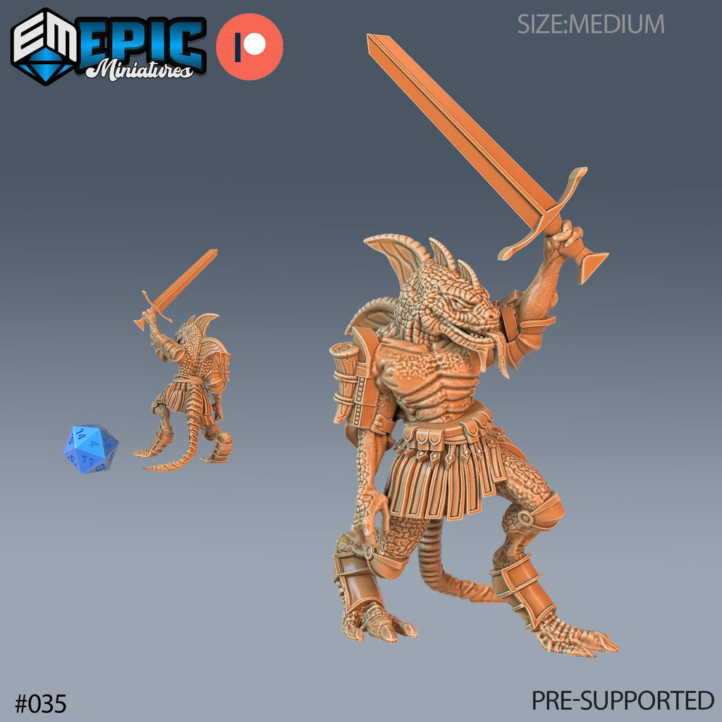 Lizardfolk Set of 4 DND Minis | Serpentia Reborn Collection | TTRPG | Night Serpent Dragon Queen Tiamat Candlekeep Xaryxis Spelljammer Option #035 front DND miniature  16k resin