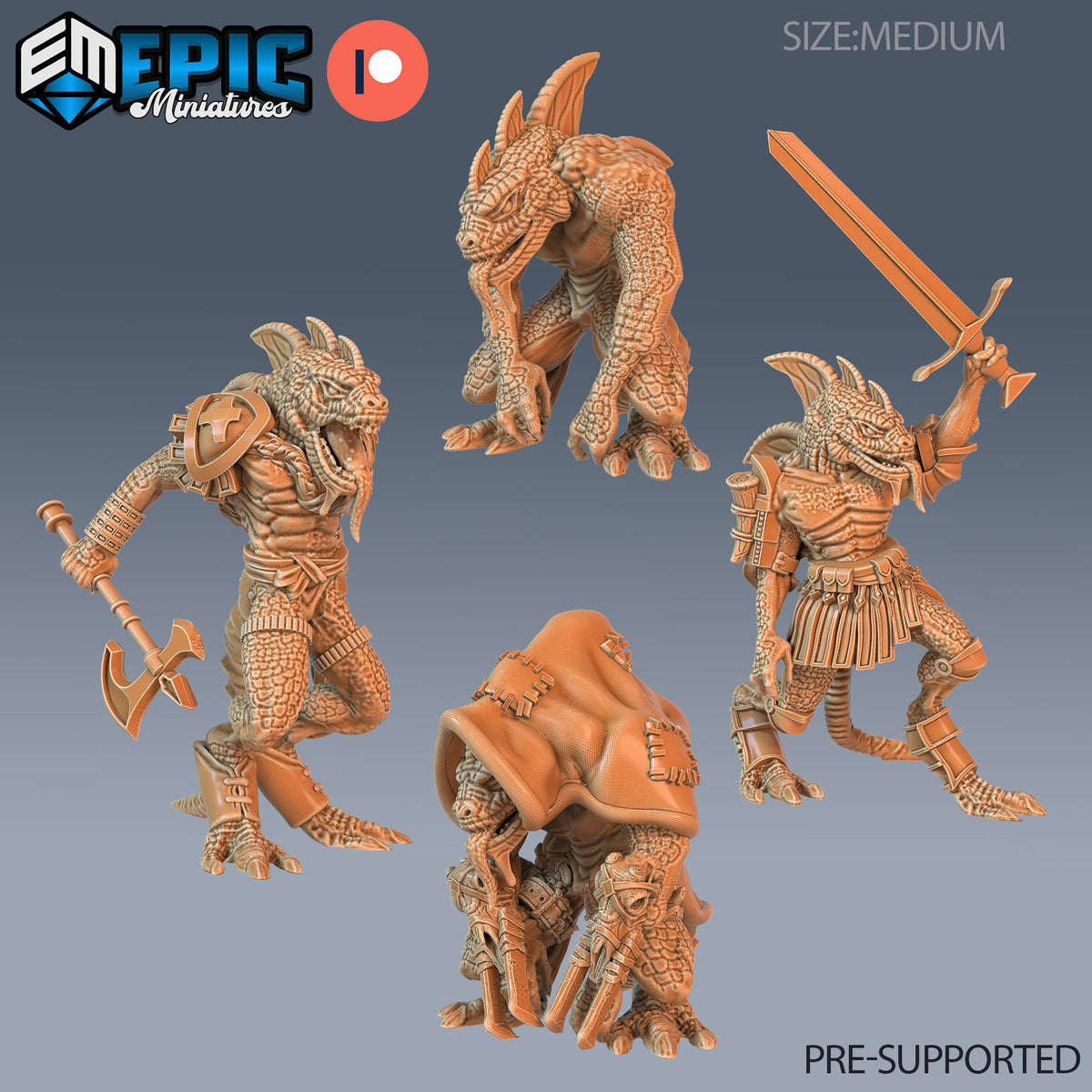 Lizardfolk Set of 4 DND Minis | Serpentia Reborn Collection | TTRPG | Night Serpent Dragon Queen Tiamat Candlekeep Xaryxis Spelljammer DND miniatures group photo