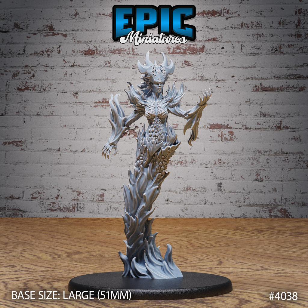 Fire Elemental Female Option #4038 front DND miniature Elemental Lands 16k resin