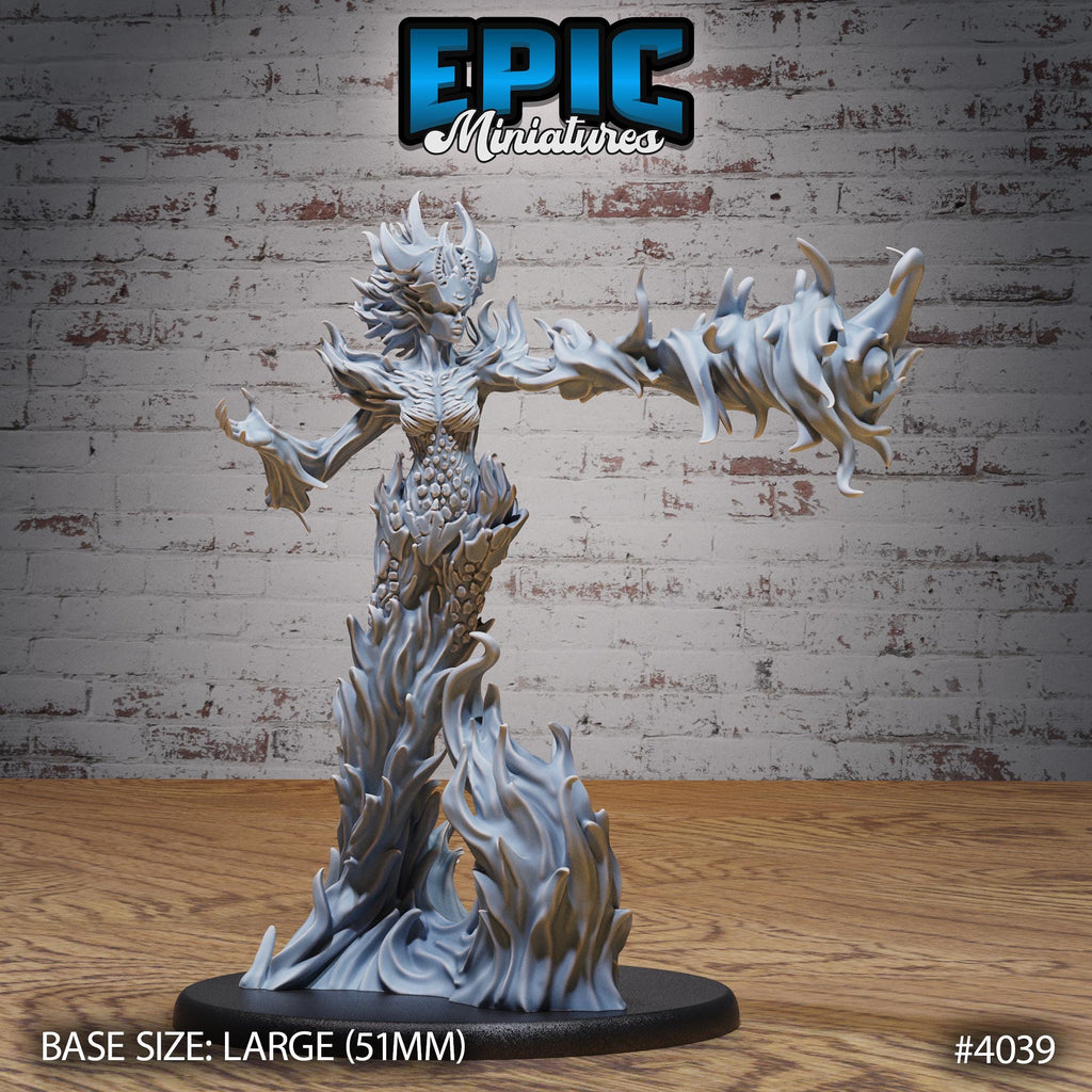 Fire Elemental Female Option #4039 front DND miniature Elemental Lands 16k resin