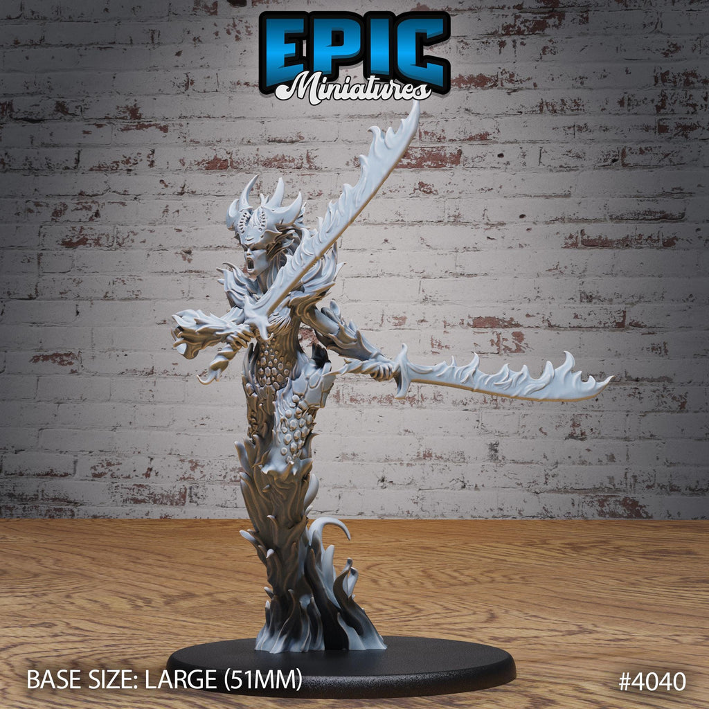 Fire Elemental Female Option #4040 front DND miniature Elemental Lands 16k resin