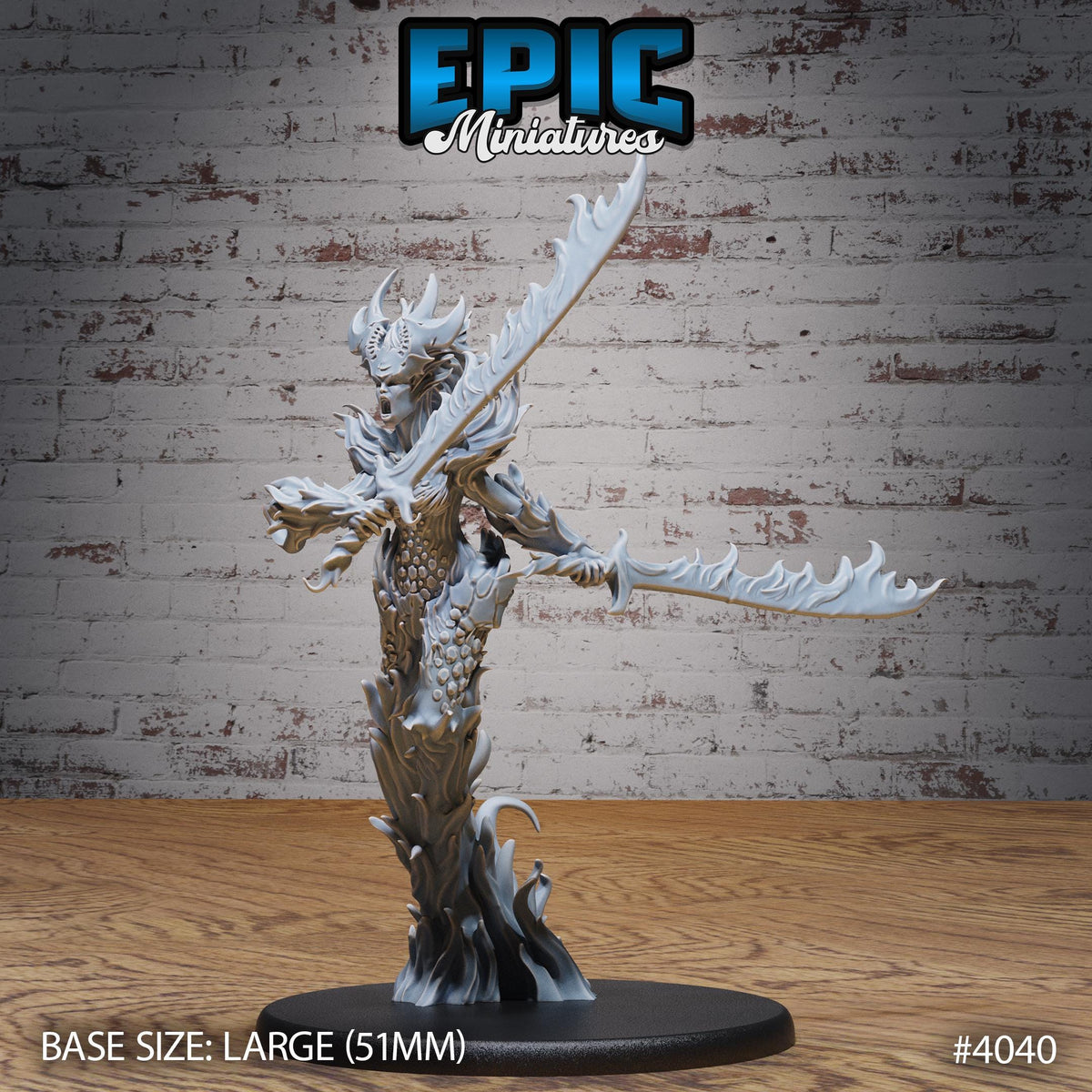 Fire Elemental Female Option #4040 front DND miniature Elemental Lands 16k resin