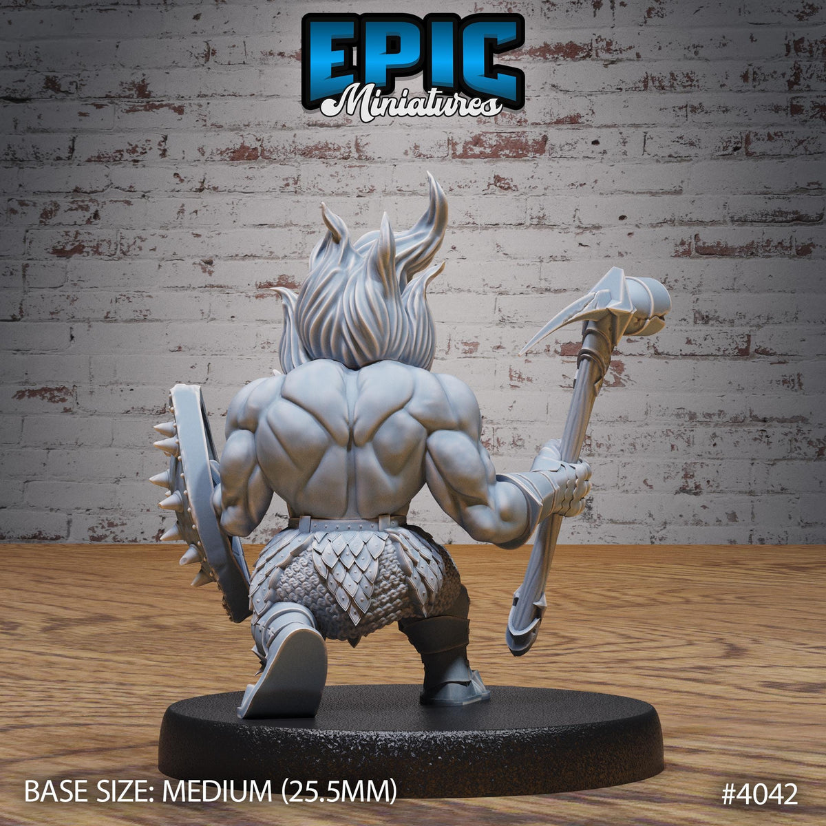 Fire Dwarf Option #4042 back DND miniature Elemental Lands 16k resin