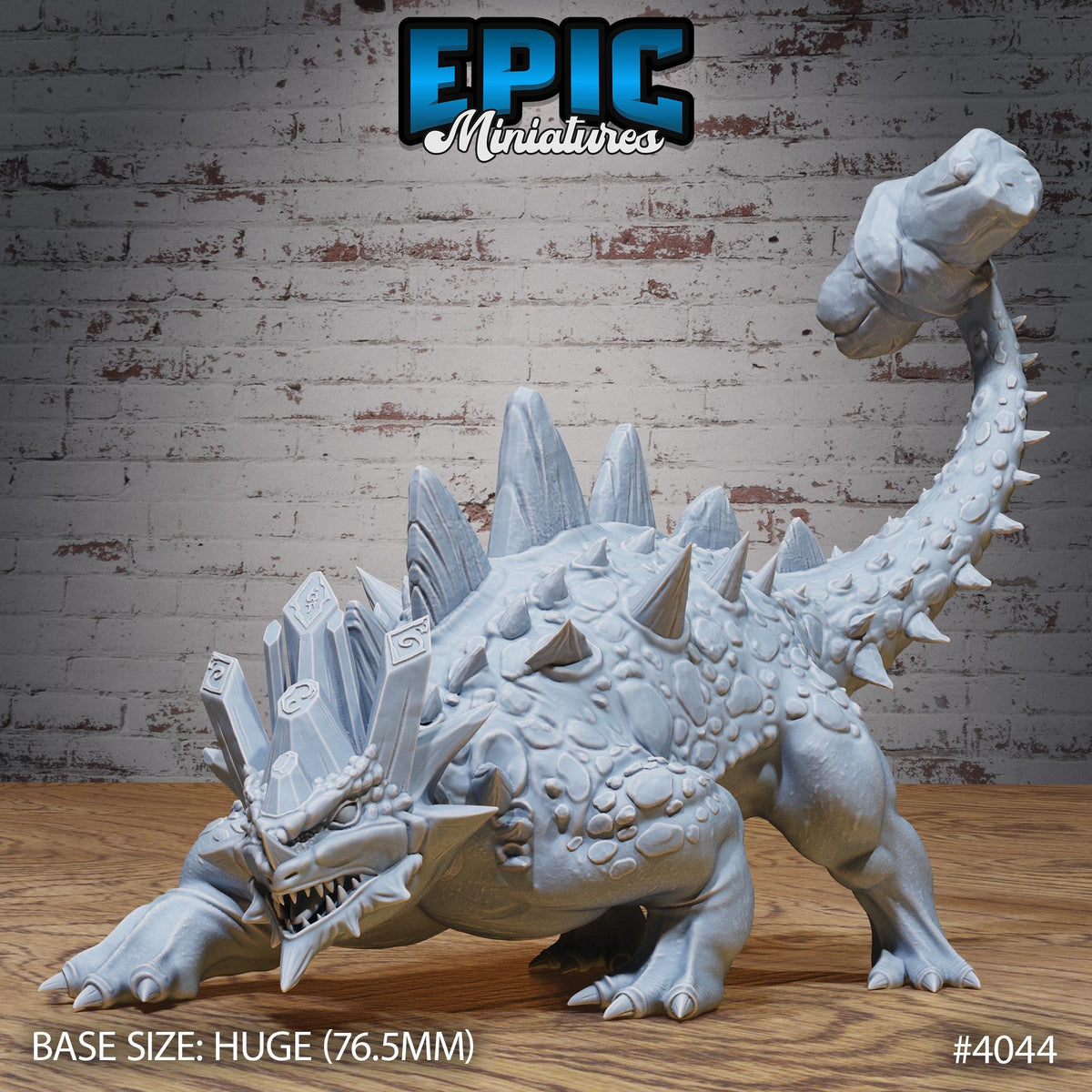 Hammertail Dinosaur Option #4044 front DND miniature Elemental Lands 16k resin