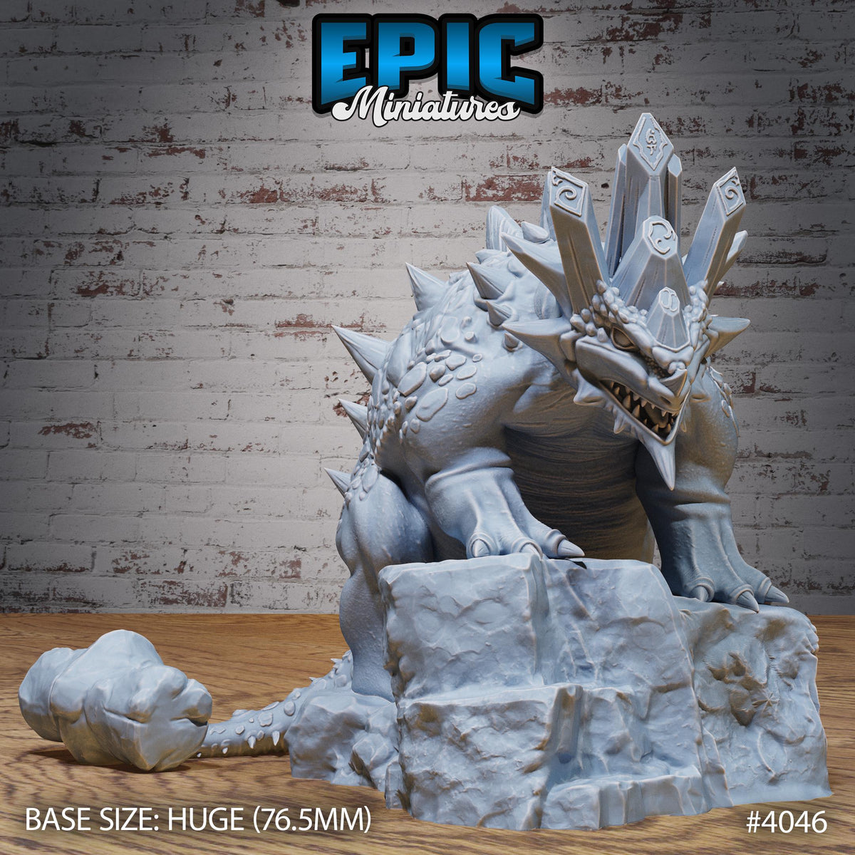 Hammertail Dinosaur Option #4046 front DND miniature Elemental Lands 16k resin