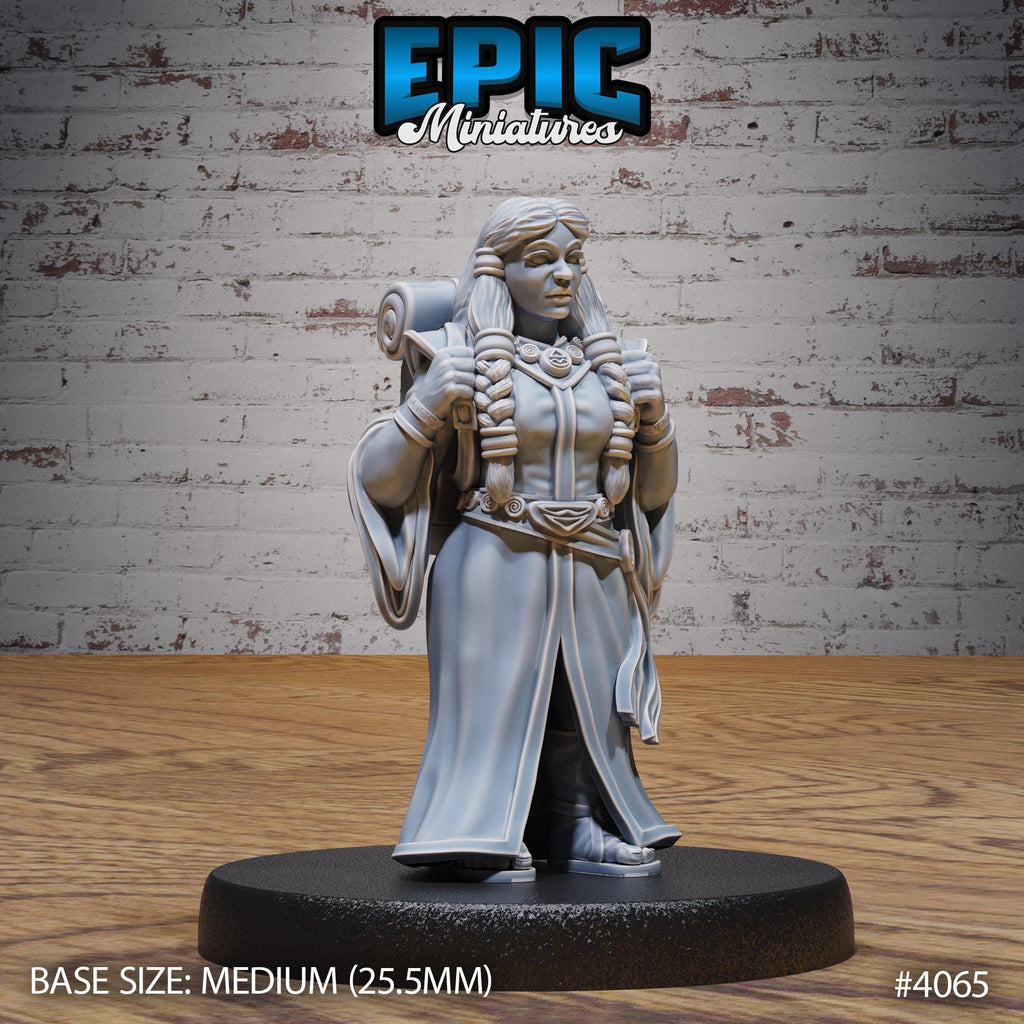 Dwarf Wind Mage Female Option #4065 front DND miniature Elemental Lands 16k resin