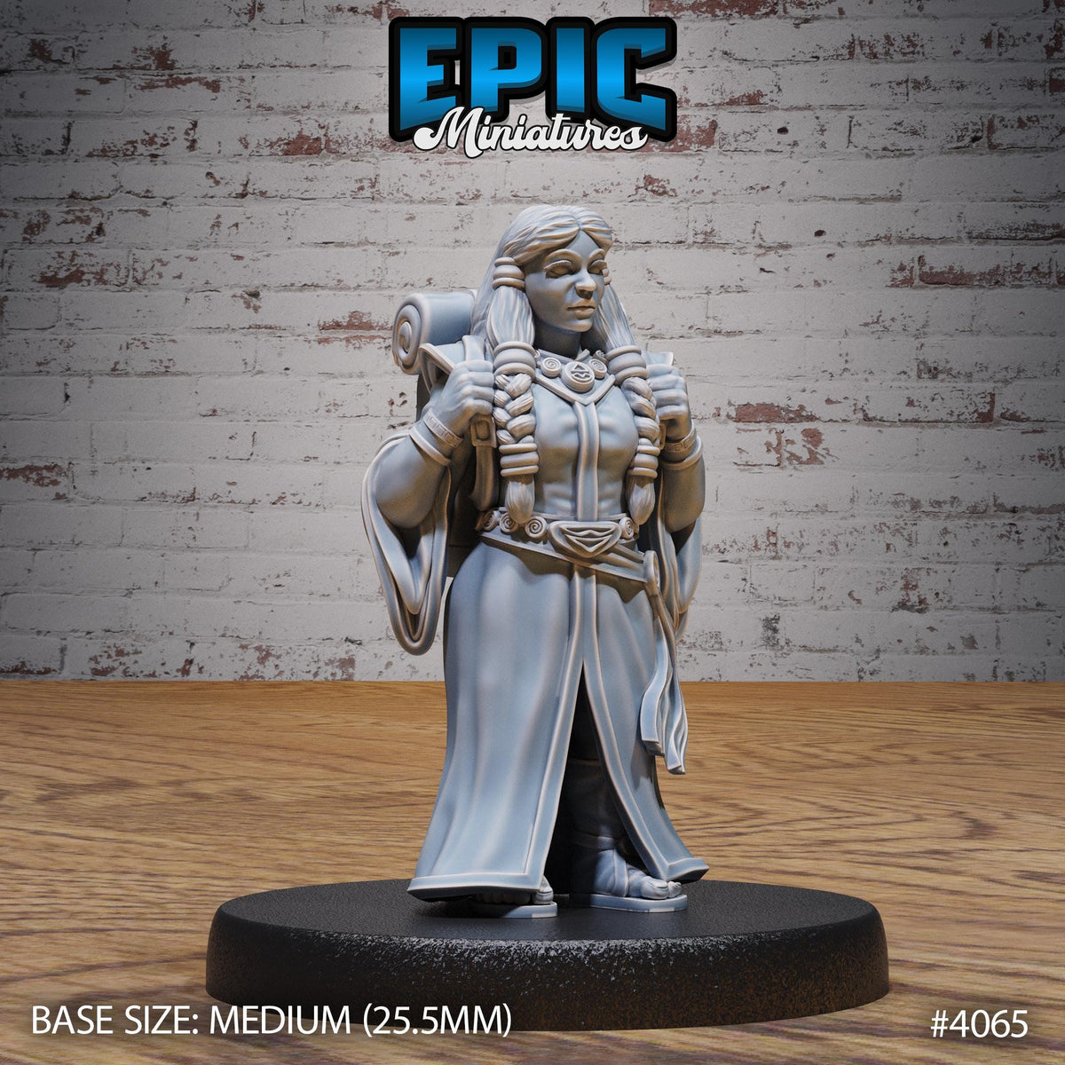 Dwarf Wind Mage Female Option #4065 front DND miniature Elemental Lands 16k resin