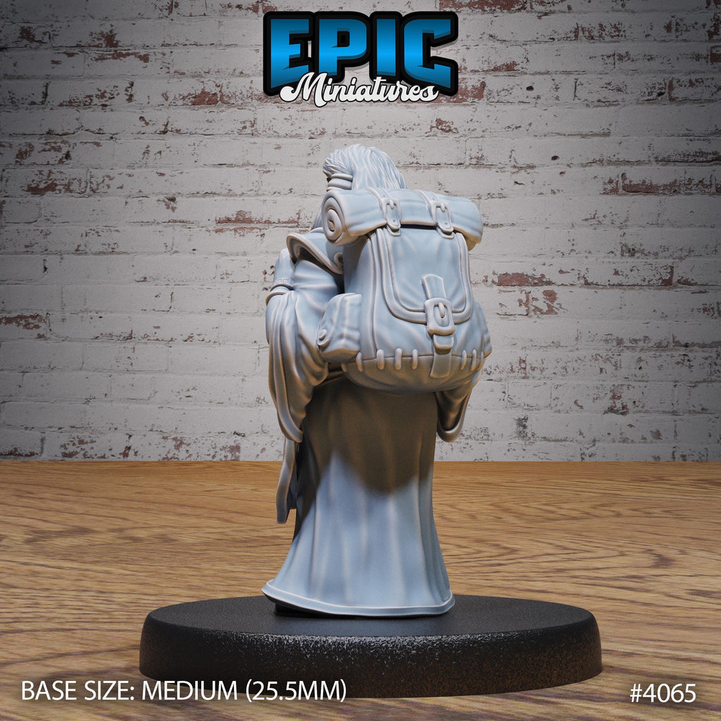 Dwarf Wind Mage Female Option #4065 back DND miniature Elemental Lands 16k resin