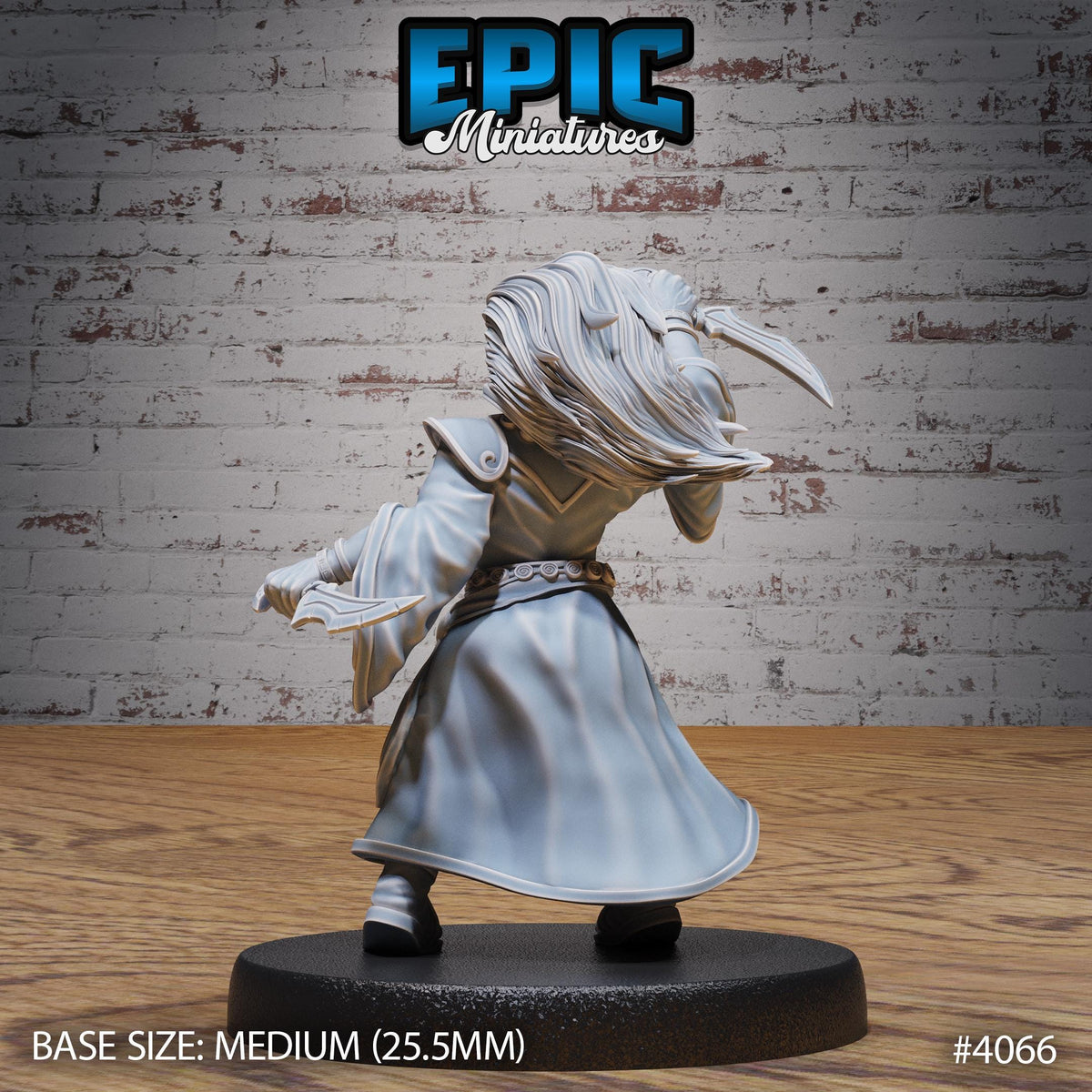 Dwarf Wind Mage Female Option #4066 back DND miniature Elemental Lands 16k resin