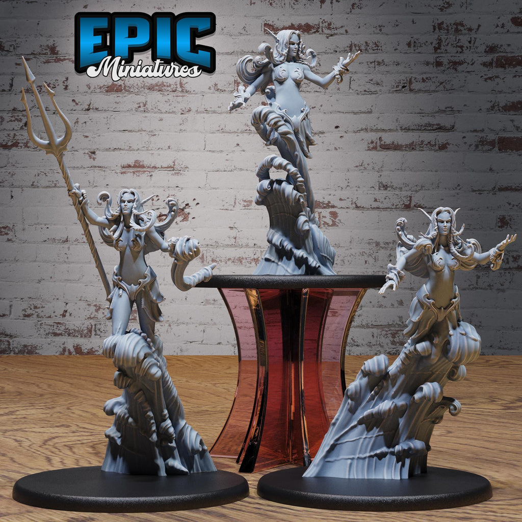 Water Elemental Female Set of 3 DND miniatures group photo Elemental Lands