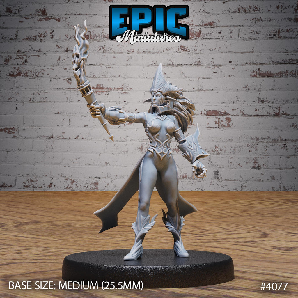 Fire Genasi Female Option #4077 front DND miniature Elemental Lands 16k resin