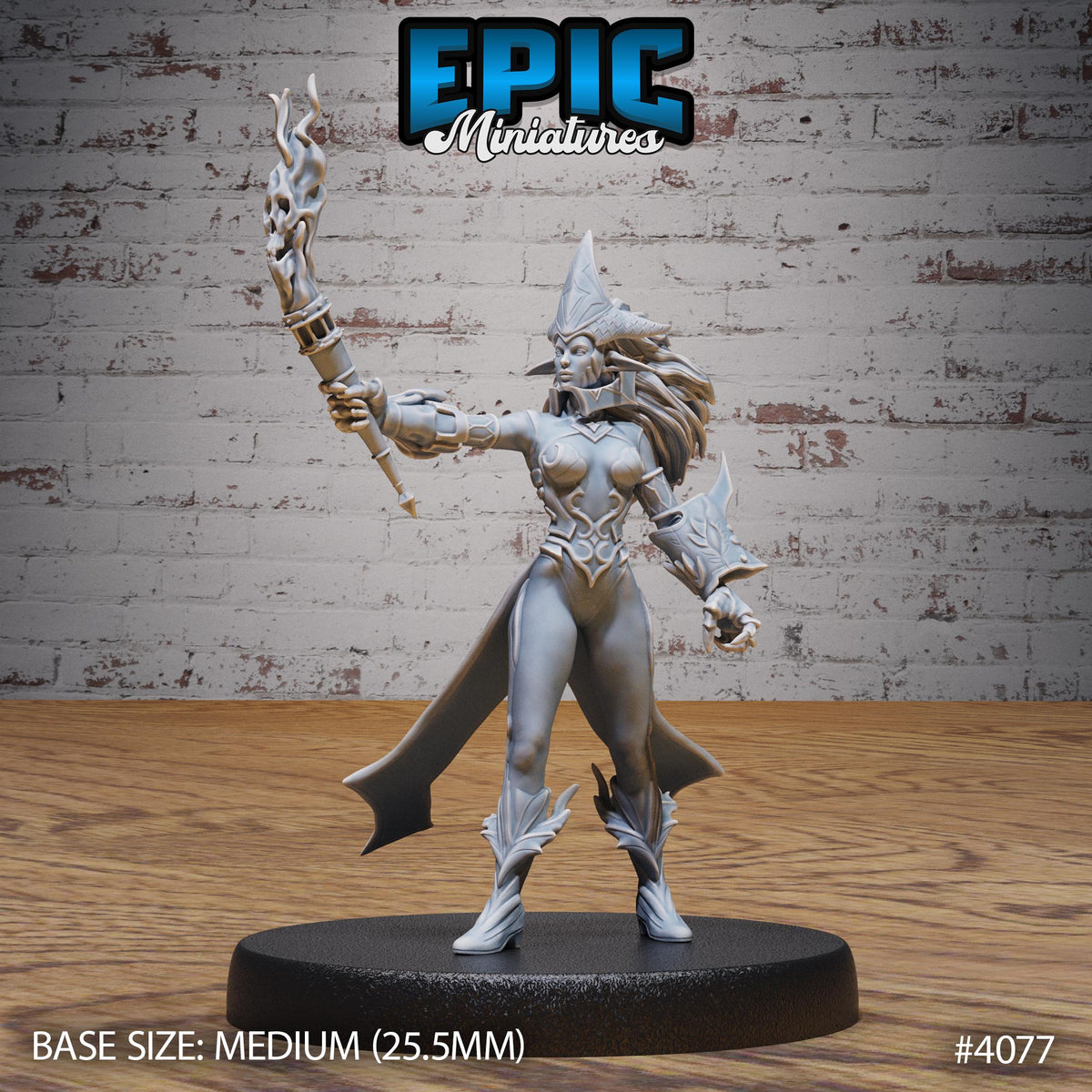 Fire Genasi Female Option #4077 front DND miniature Elemental Lands 16k resin