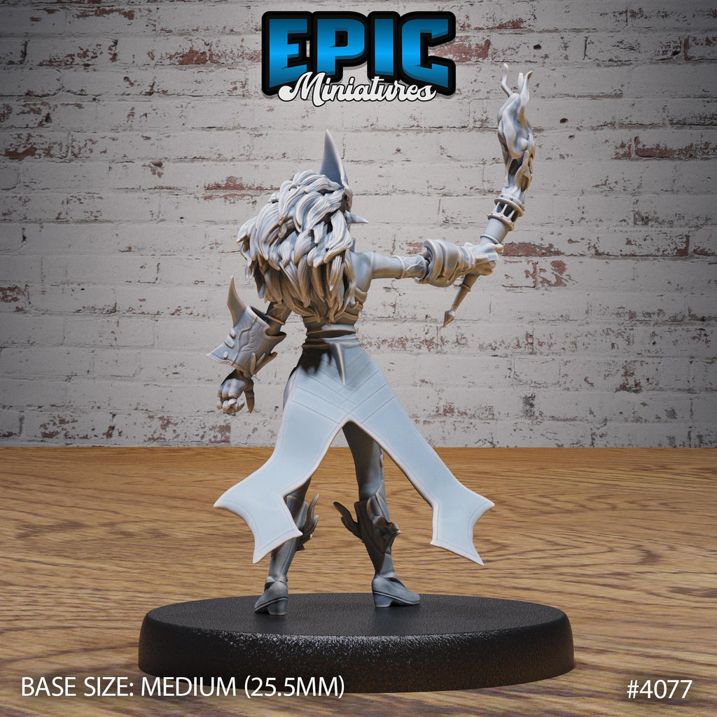Fire Genasi Female Option #4077 back DND miniature Elemental Lands 16k resin