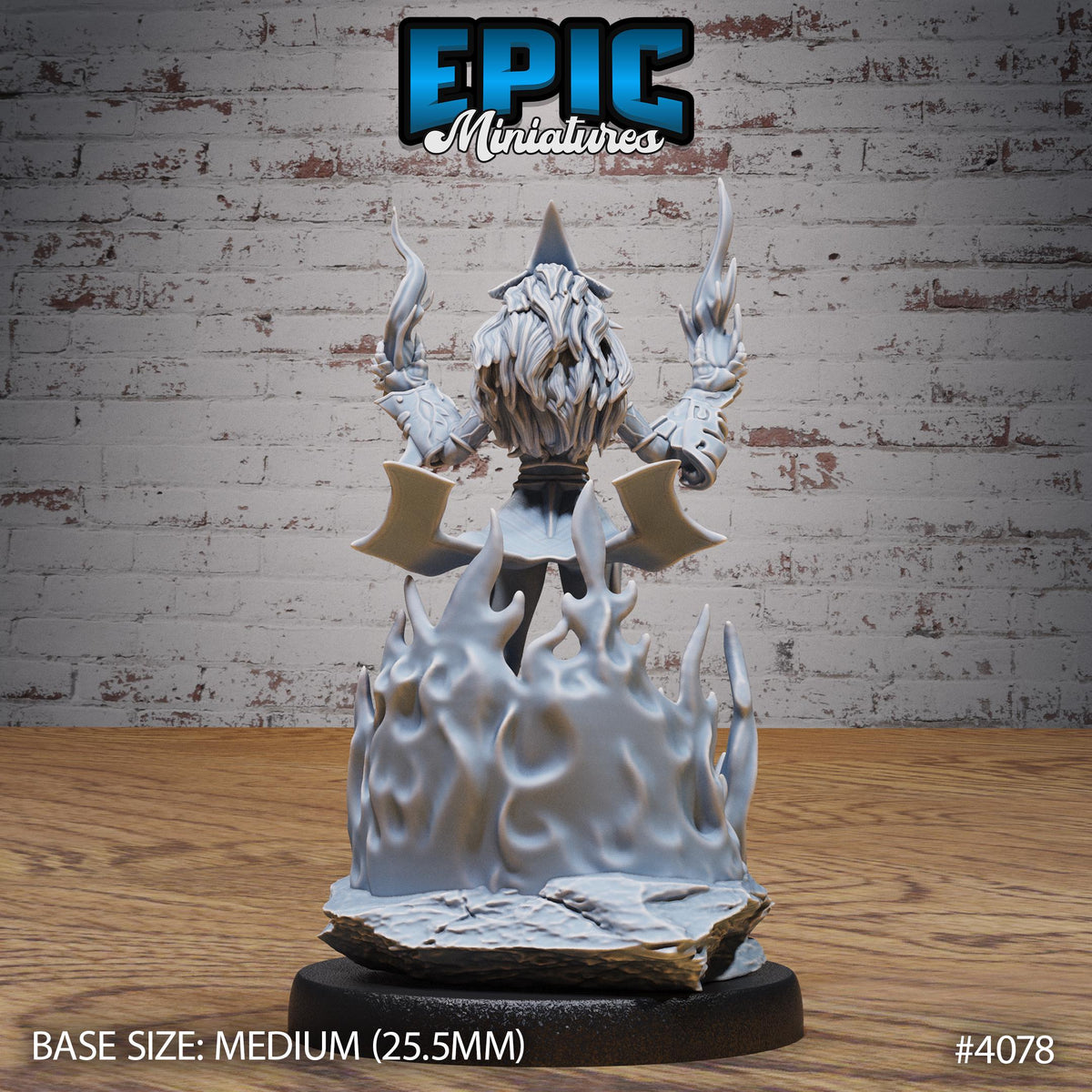 Fire Genasi Female Option #4078 back DND miniature Elemental Lands 16k resin