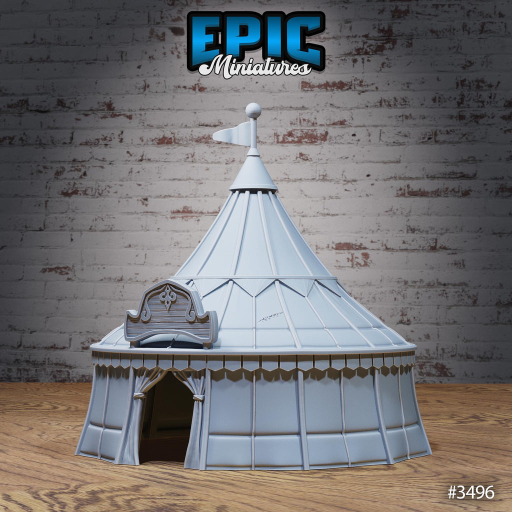 Carnival Tent Scatter Terrain Set Option #3496 (6) front DND miniature Nightsky Carnival 16k resin