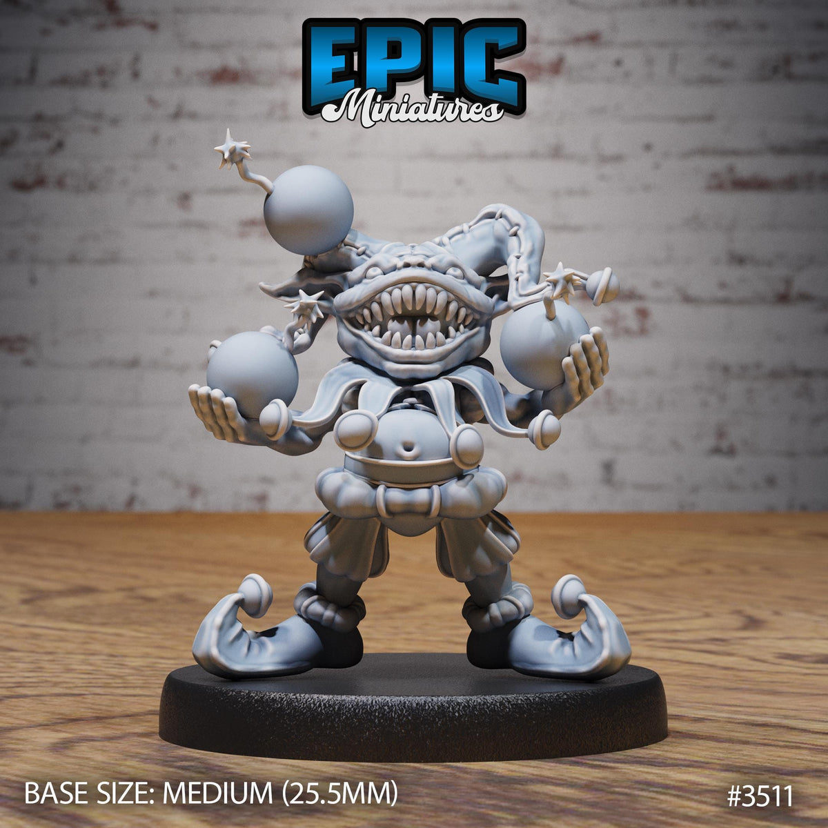 Goblin Clown Option #3511 front DND miniature Nightsky Carnival 16k resin