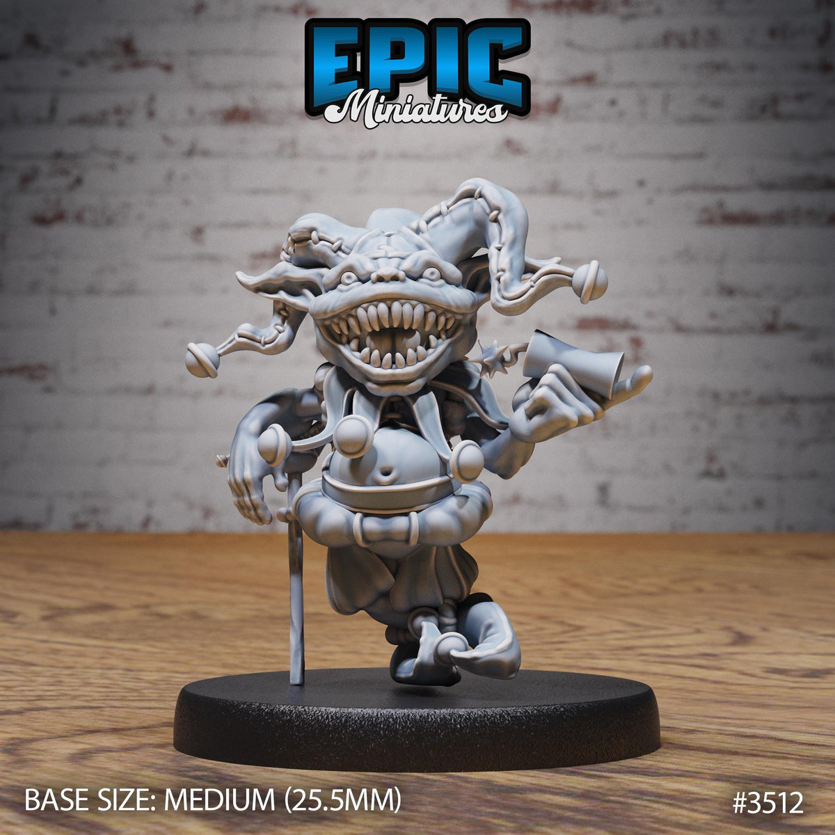 Goblin Clown Option #3512 front DND miniature Nightsky Carnival 16k resin