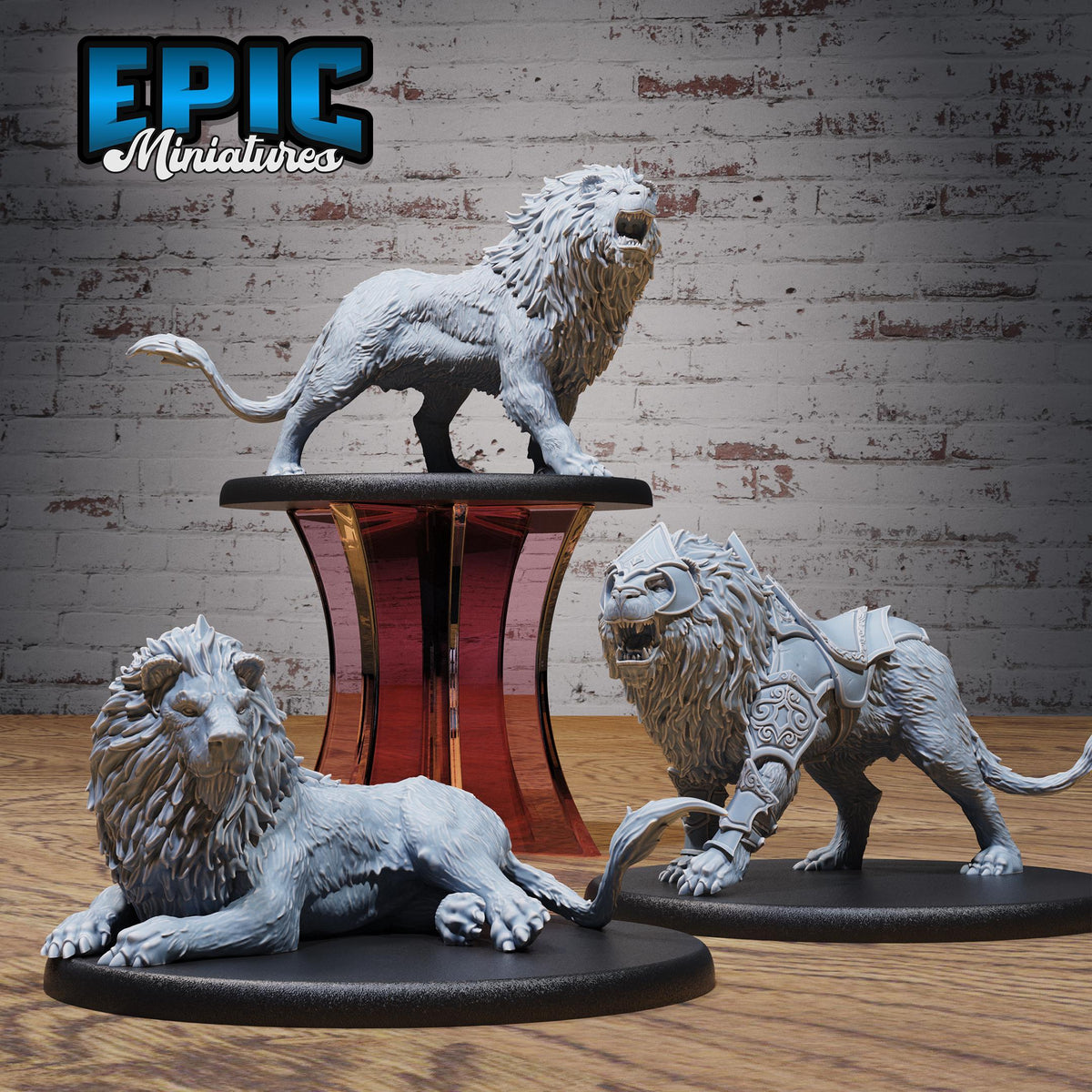 Lion Set of 3 DND miniatures group photo Nightsky Carnival