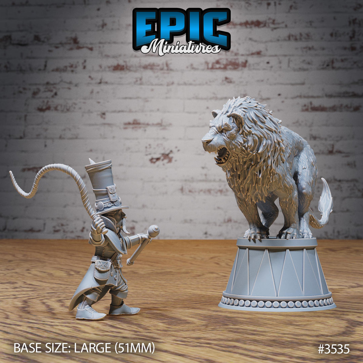 Halfling Lion Animal Tamer Option #3535 front DND miniature Nightsky Carnival 16k resin