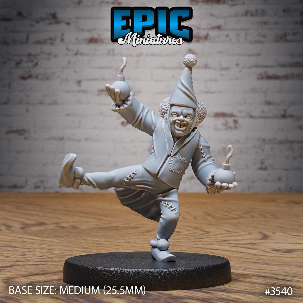 Horror Clown Option #3540 front DND miniature Nightsky Carnival 16k resin