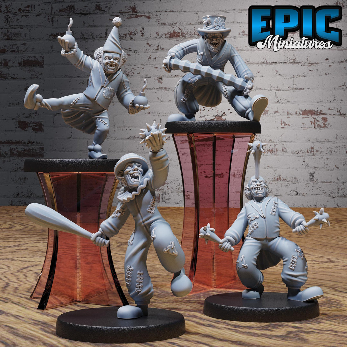 Horror Clown Set of 4 DND miniatures group photo Nightsky Carnival