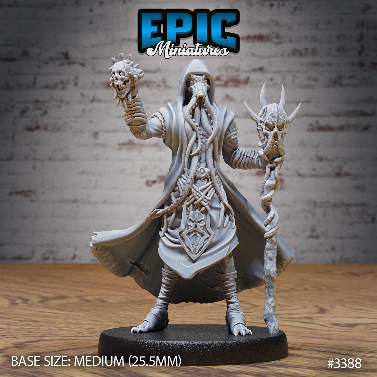 Mind Eater Cult Mage Option #3388 front DND miniature Planar Adventure 16k resin