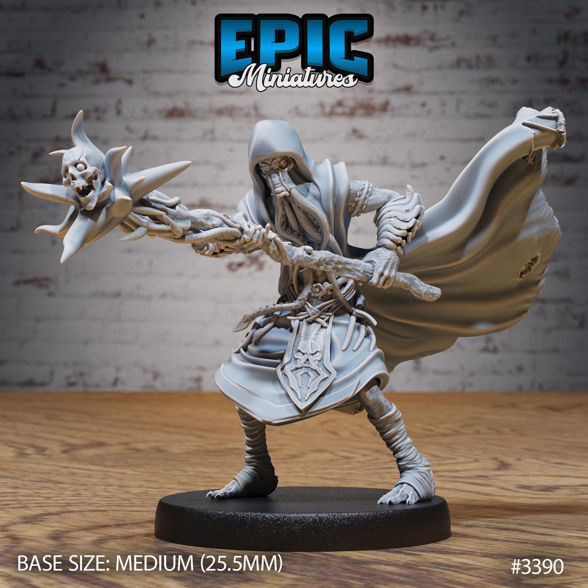 Mind Eater Cult Mage Option #3390 front DND miniature Planar Adventure 16k resin
