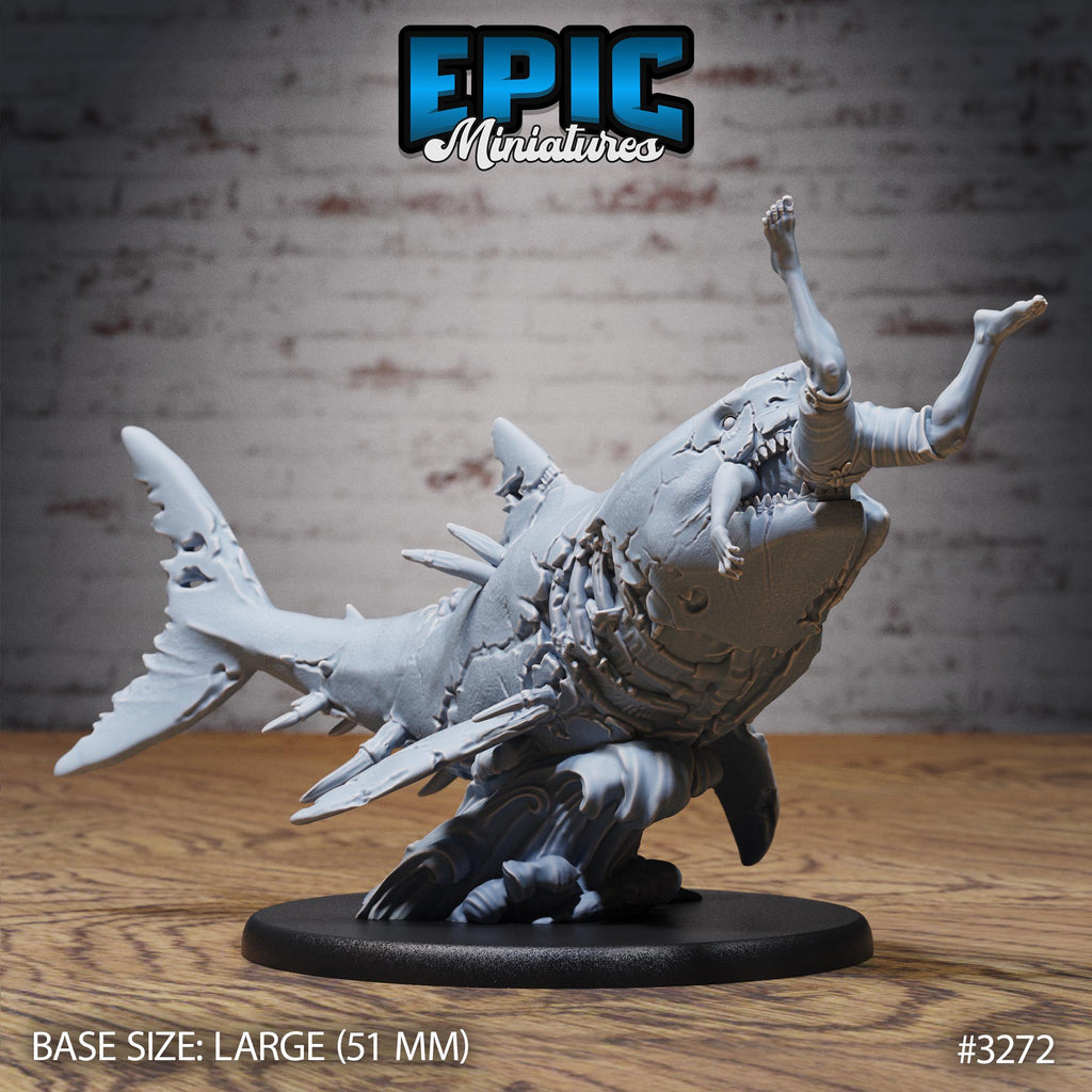 Zombie Shark Option #3272 front DND miniature Pirate Scourge 16k resin