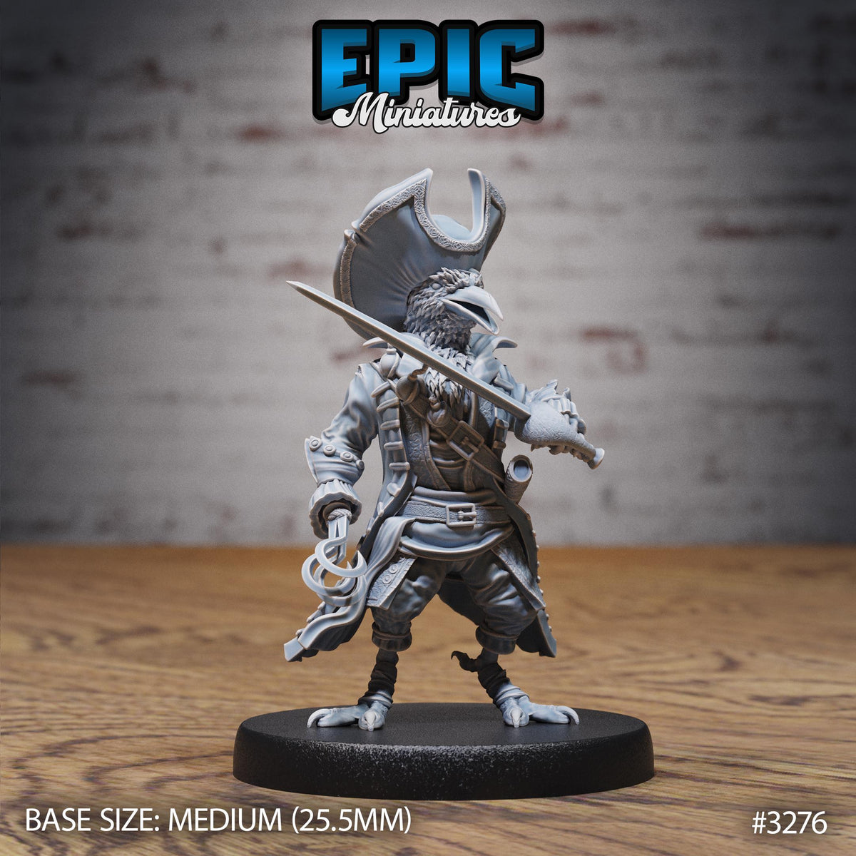 Crow Folk Pirate Option #3276 front DND miniature Pirate Scourge 16k resin