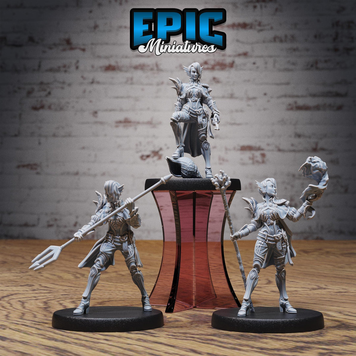 Triton Female Set of 3 DND miniatures group photo Pirate Scourge