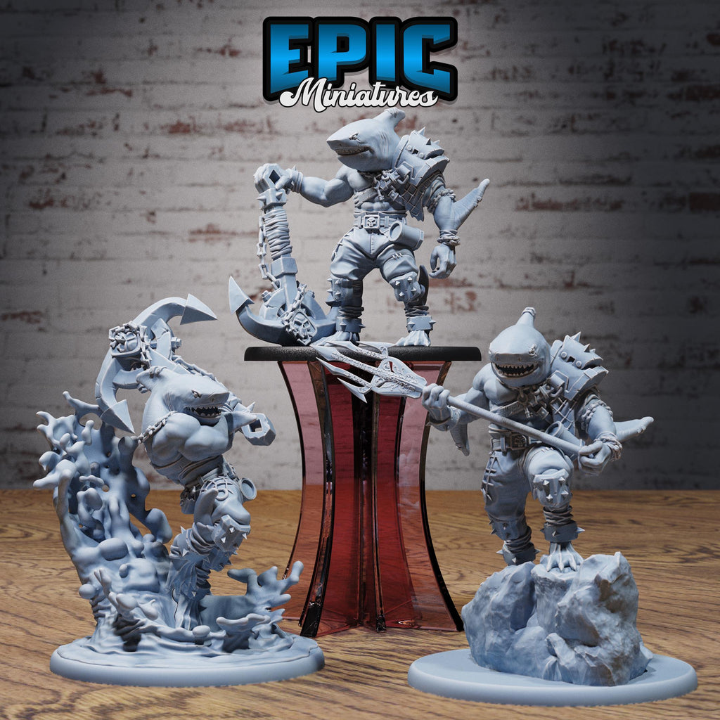 Shark Folk Anchor Pirate Set of 3 DND miniatures group photo Pirate Scourge