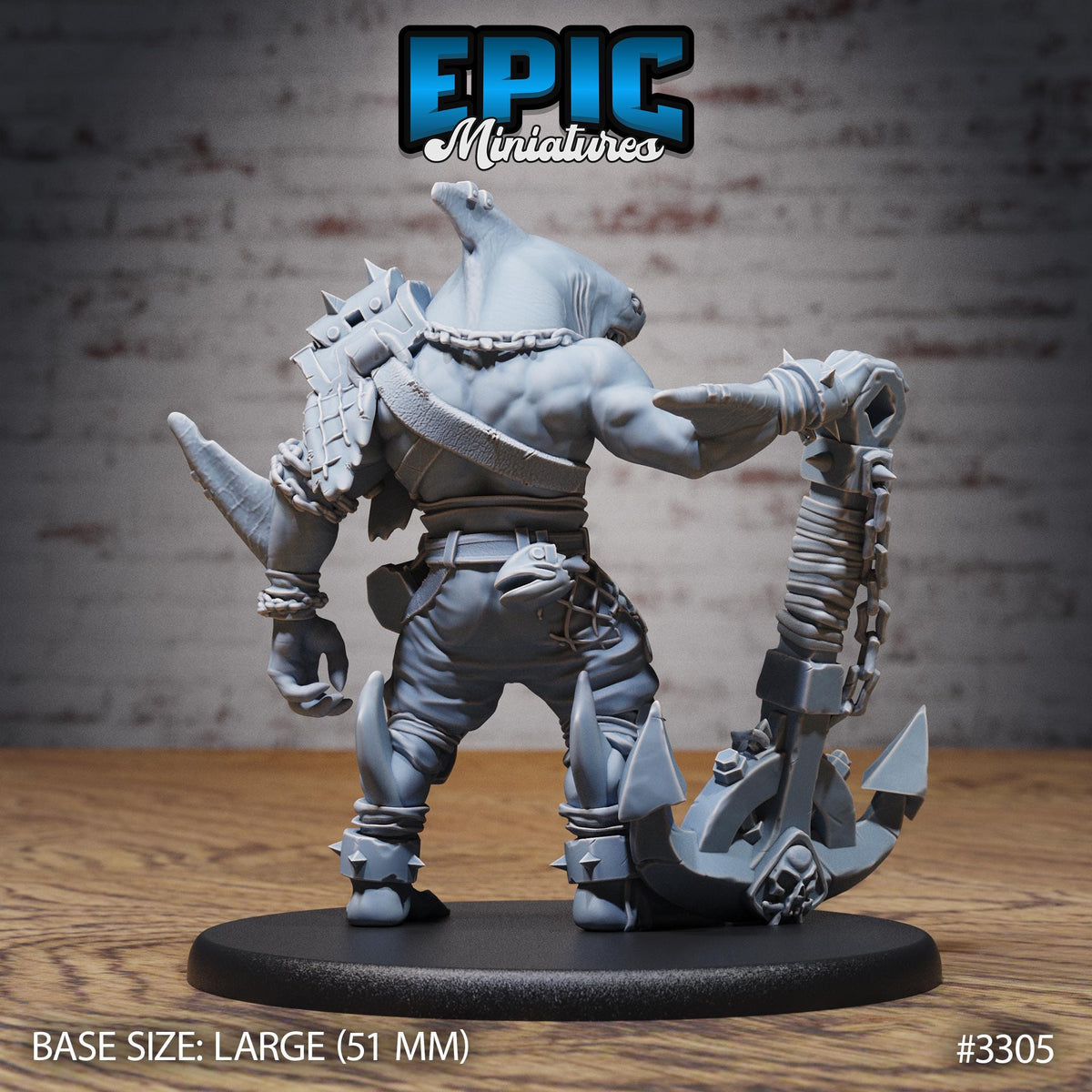Shark Folk Anchor Pirate Option #3305 back DND miniature Pirate Scourge 16k resin