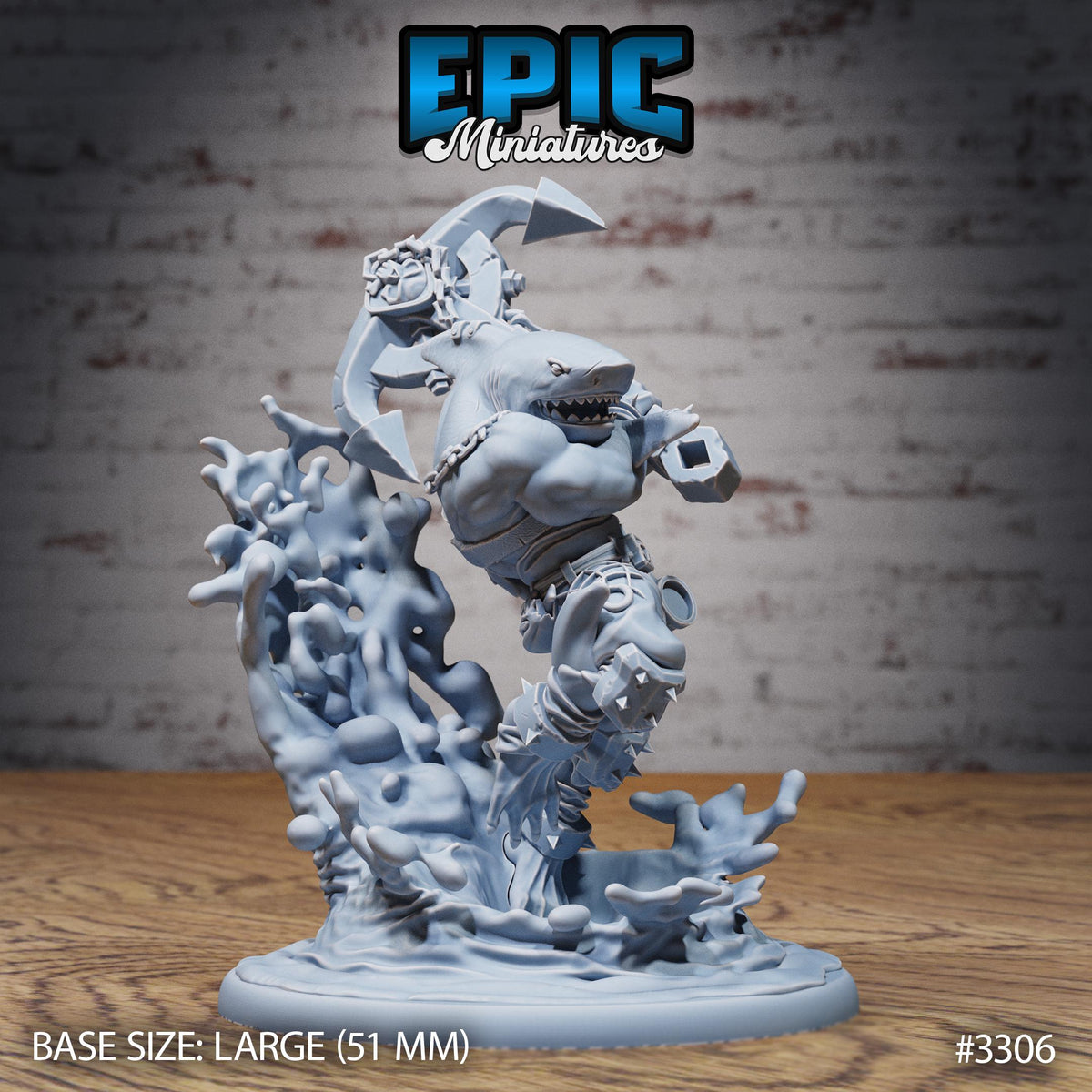 Shark Folk Anchor Pirate Option #3306 front DND miniature Pirate Scourge 16k resin