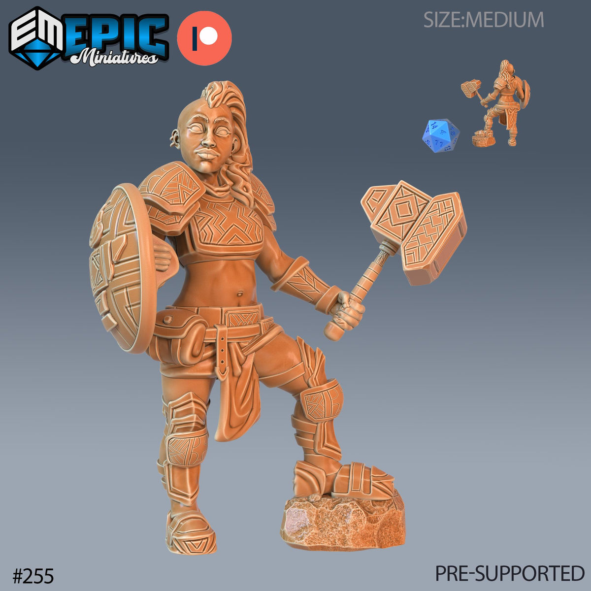 Dwarven War Maiden Set of 4 DND Minis | Sons of Midnight Collection | TTRPG | Ravenloft Waterdeep Mad Mage Cthulhu Phandelver Annihilation Option #255 front DND miniature  16k resin